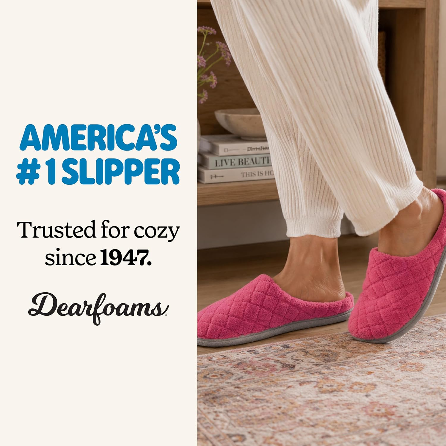 Leslie Terry Clog House Shoes with Memory Foam, Indoor Slippers with Wide Widths