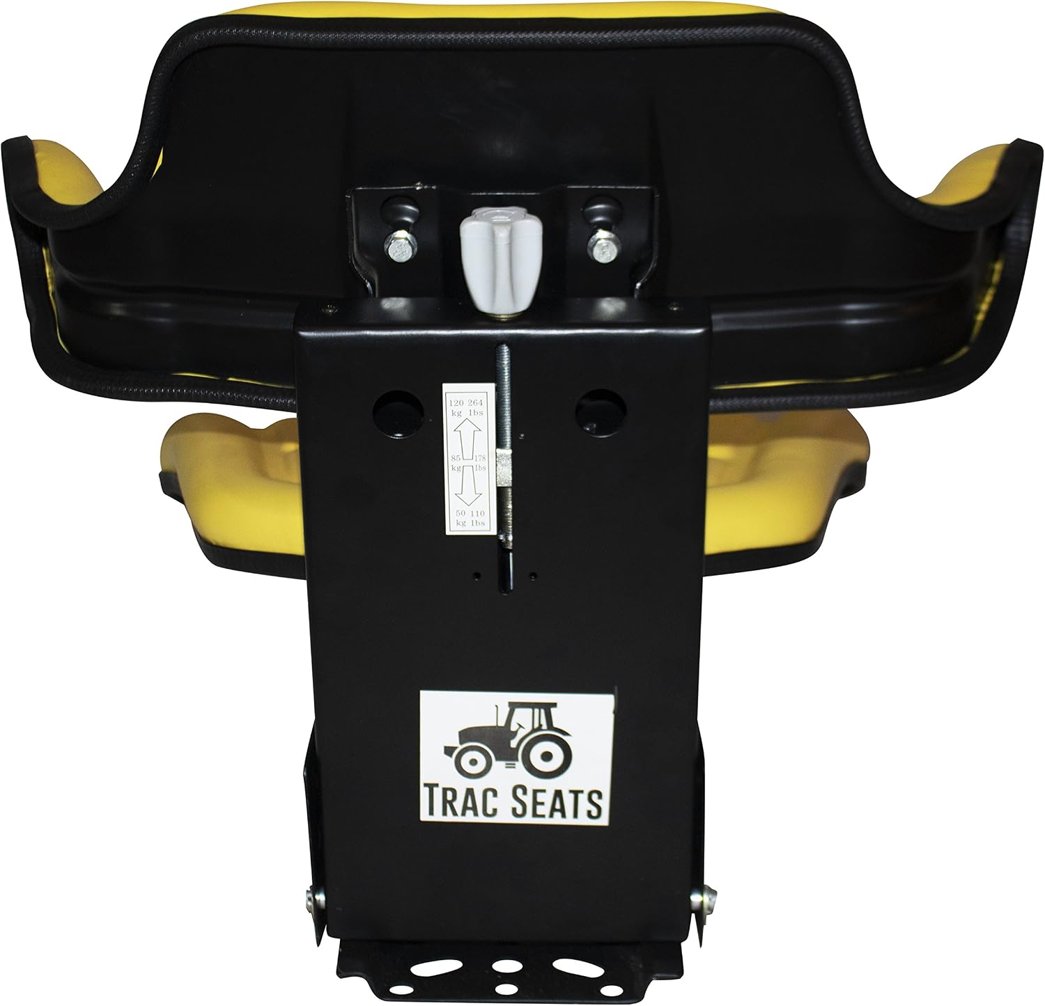 TRAC SEATS YELLOW WAFFLE STYLE UNIVERSAL TRACTOR SUSPENSION SEAT WITH TILT FITS JOHN DEERE 5200 5210 5300 5310