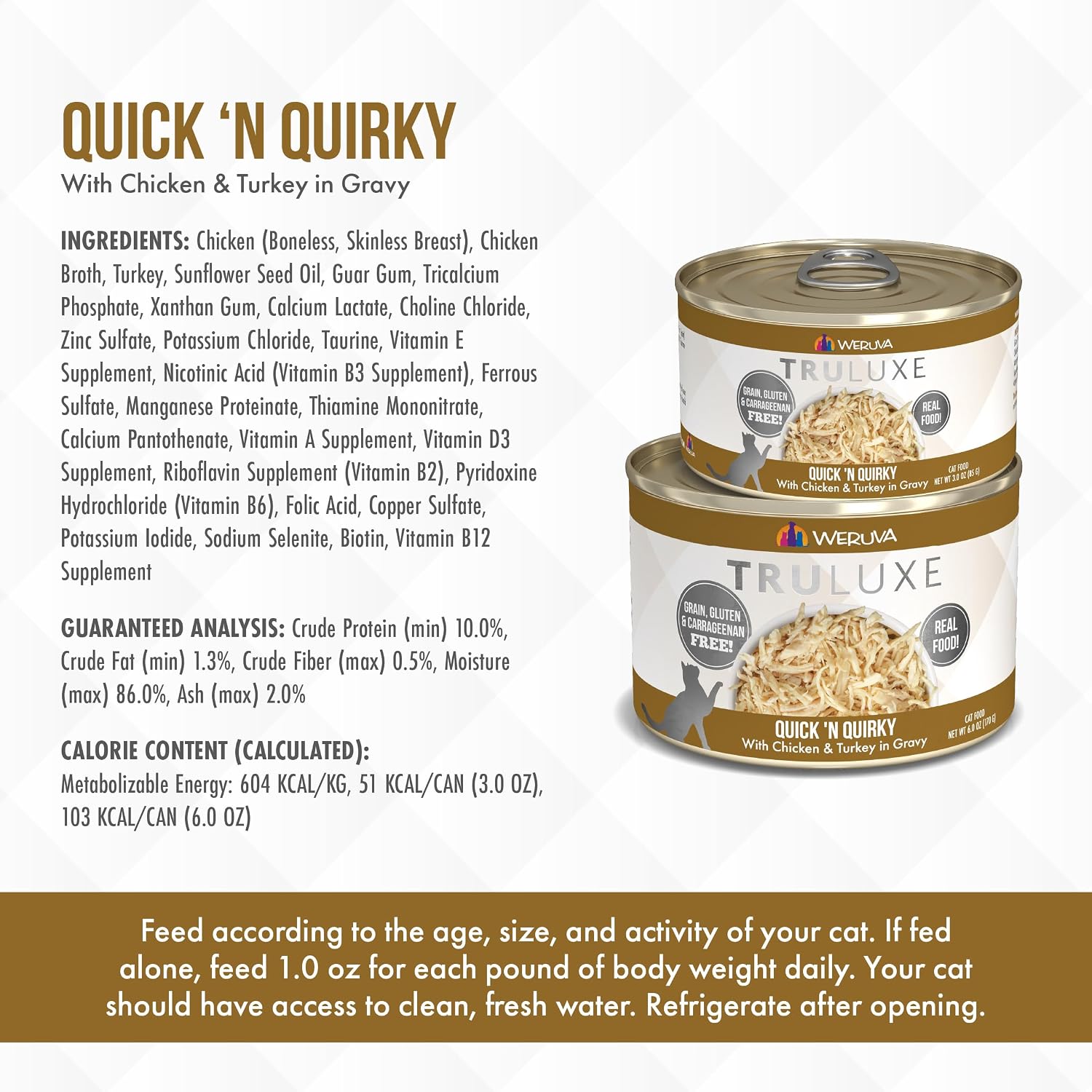 Weruva TruLuxe Cat Food, Peking Ducken with Chicken Breast & Duck Breast in Gravy, 3oz Can (Pack of 24)