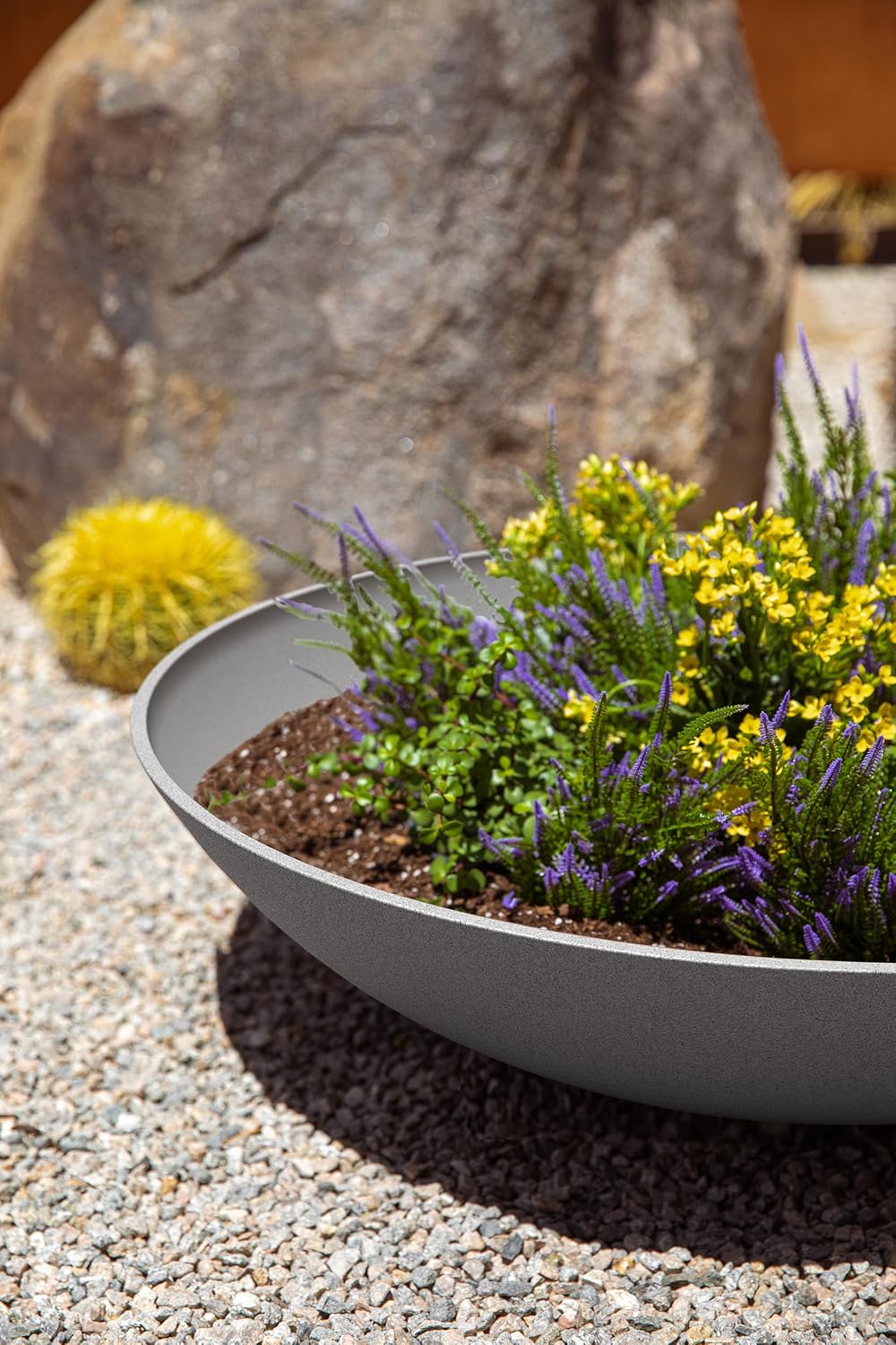 Veradek Mason Series Lane Bowl - Large Outdoor Bowl Planter | Made From a Durable Plastic-Stone Composite With Pre-Drilled Drainage Holes. Modern Patio/Tabletop Décor