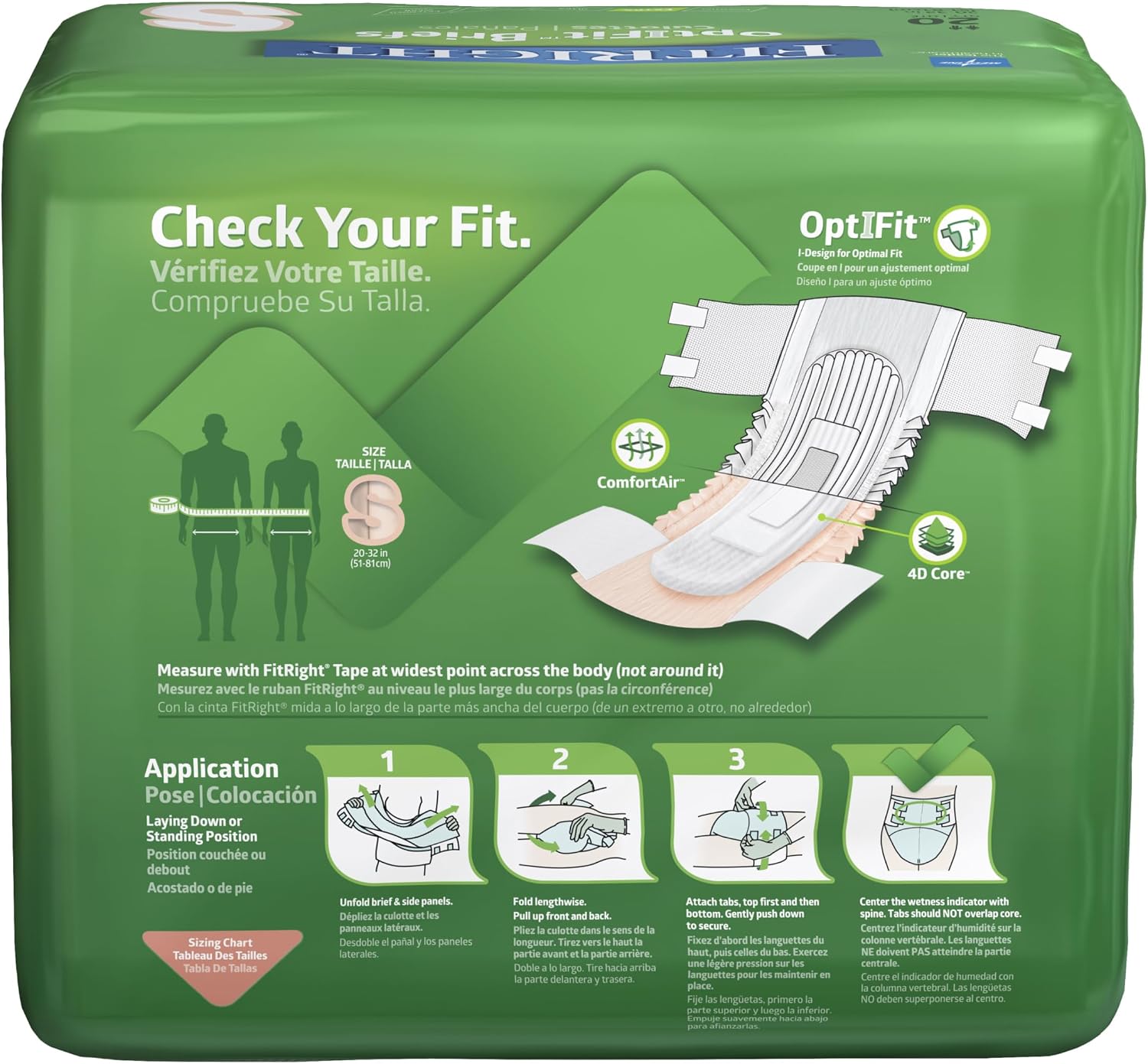 FitRight Adult Diapers, Extra Heavy Absorbency, XL (Waist Size 56in-64in), 80 Count, OptiFit Incontinence Briefs for Men and Women, Disposable, Moisture Wicking, Leak Protection,