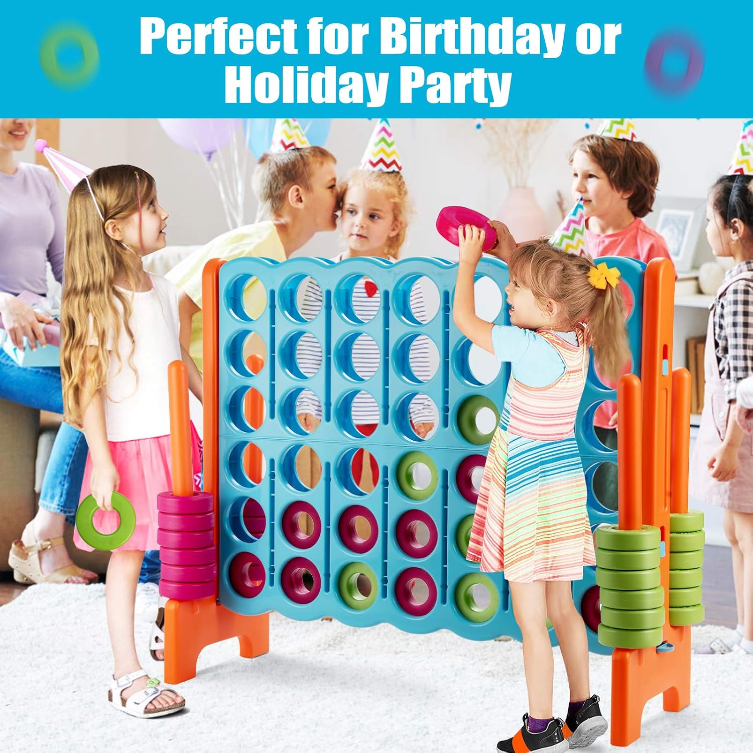 Costzon Giant 4-in-A-Row, Jumbo 4-to-Score Giant Game Set for Kids & Adults, Indoor Outdoor Yard Connect Game
