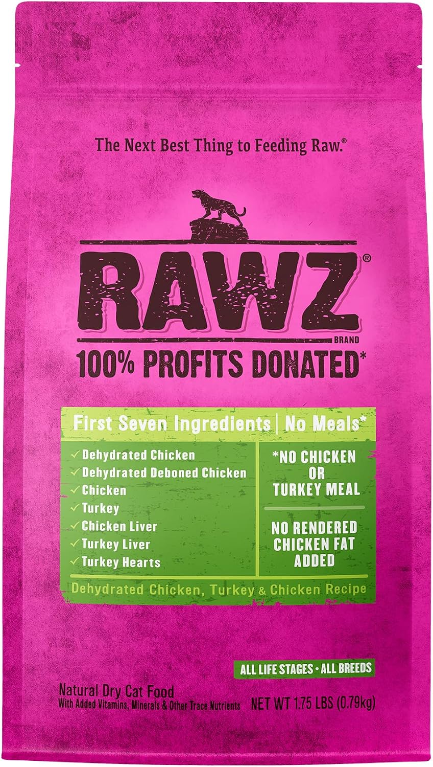 Rawz Dehydrated Chicken, Turkey & Chicken Recipe Natural Meal Free Dry Cat Food (3.5 Pound (Pack of 1), Chicken & Turkey)