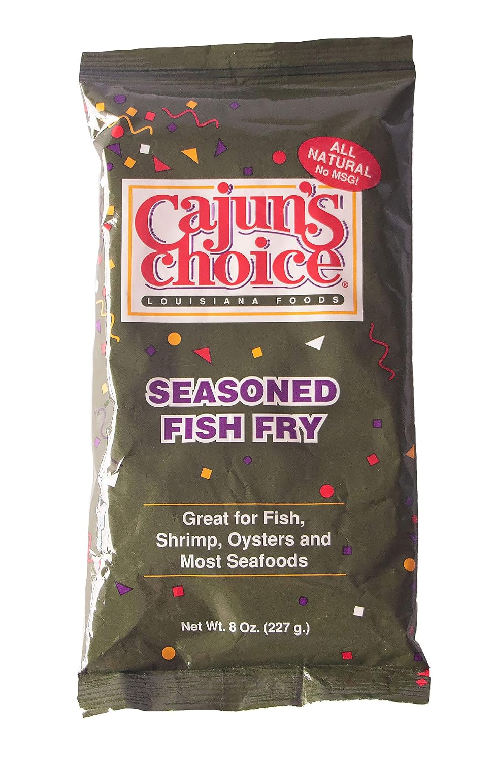 Cajun's Choice Seasoned Fish Fry Mix, 8 oz | No-MSG seasoned cornmeal and flour breading fries crisp on fish, shrimp, oysters, crawfish or chicken.