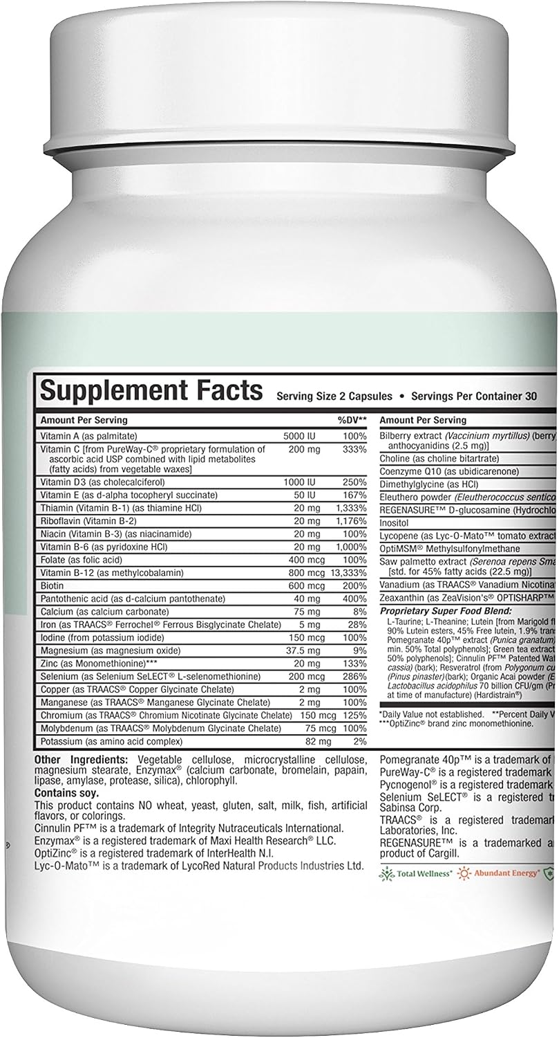 Womens Multivitamin 50 Plus – Daily Multivitamin for Women Over 50 with Vitamin B12, A, D, C, Zinc, Magnesium & More – Energy, Immune & Heart Support Womens Multi Vitamins - Non-GMO – 60 Capsules