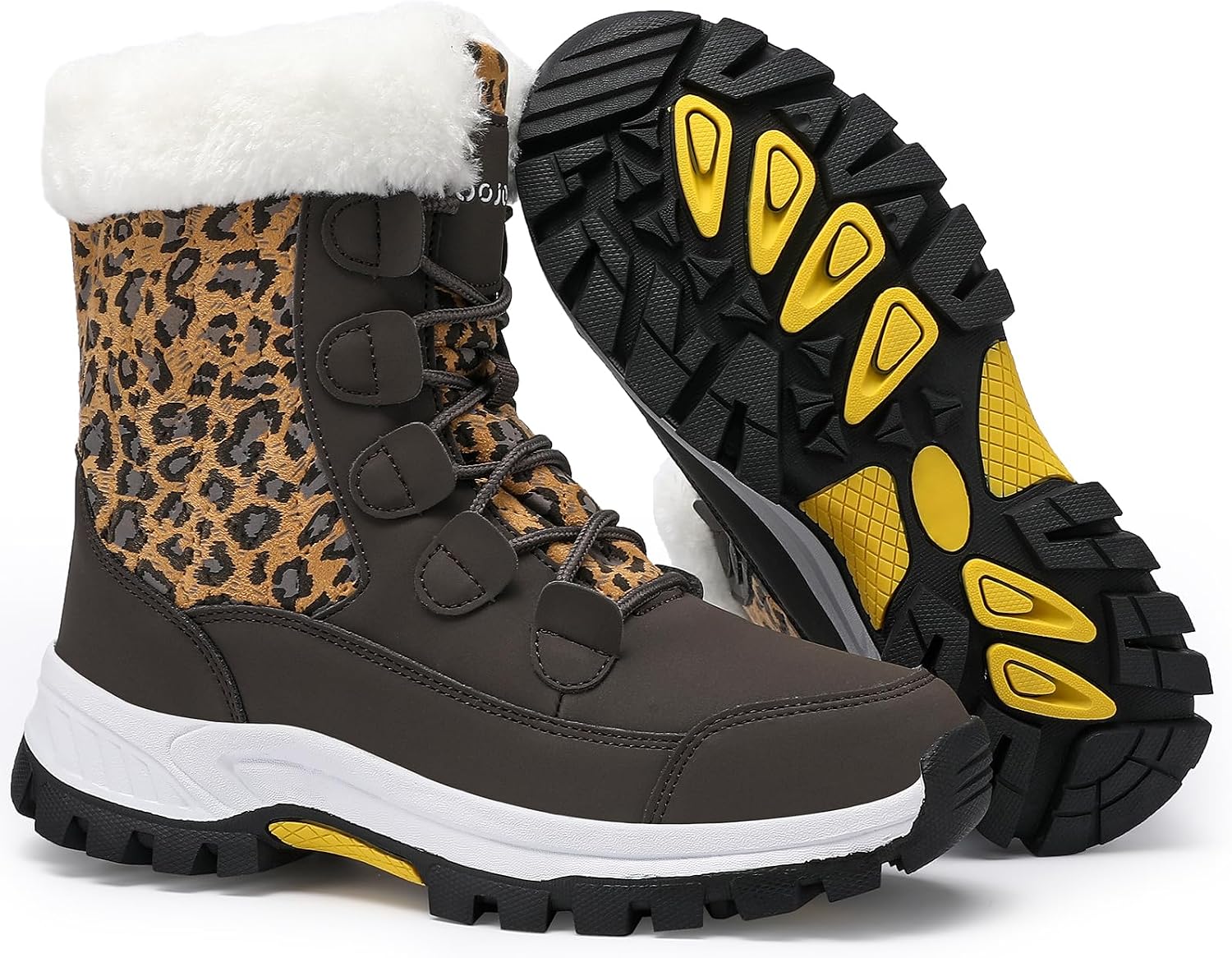 COOJOY Womens Waterproof Winter Snow Boots Warm Shoes Furry Mid Calf Lightweight Walking Hiking Booties