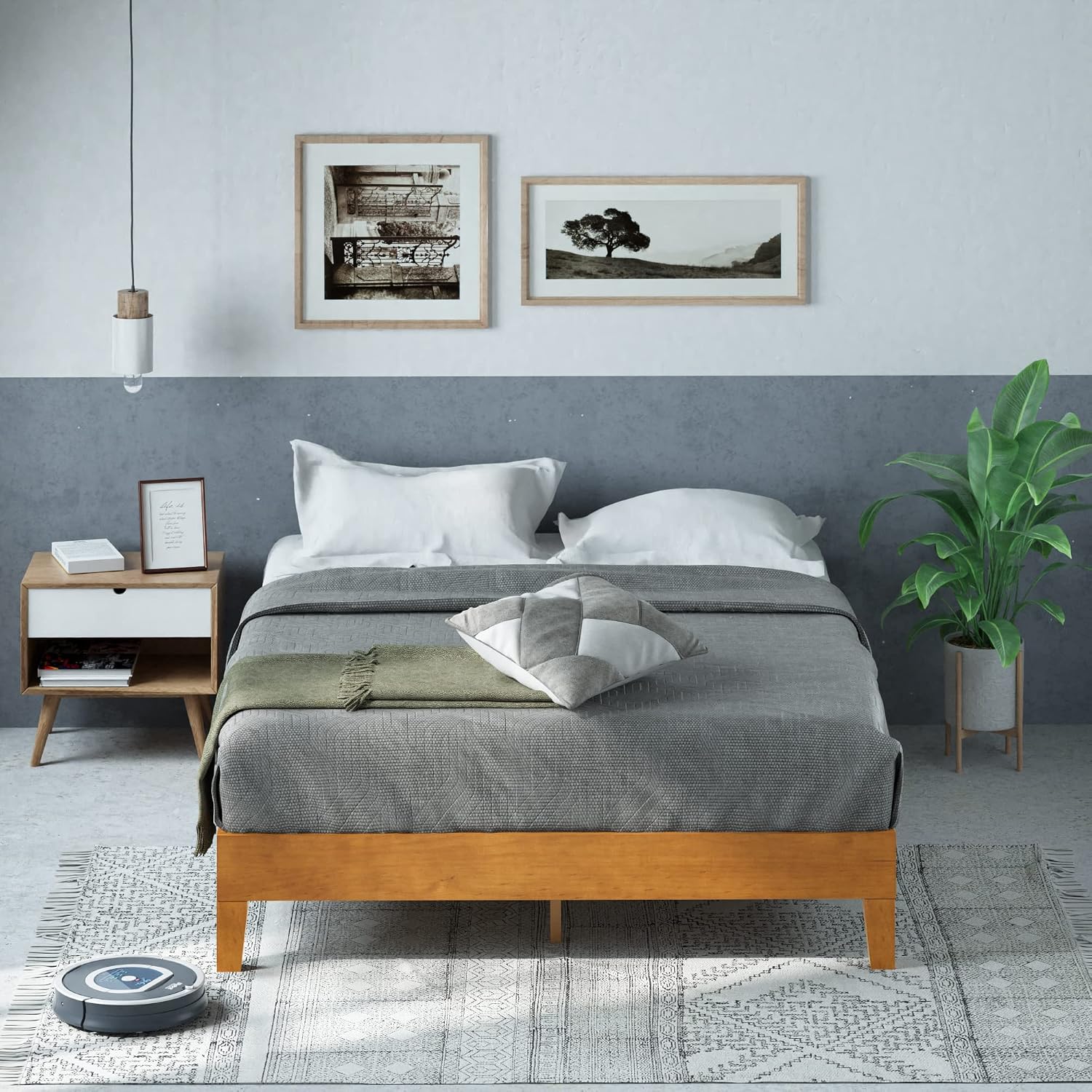 ZINUS Vivek Deluxe Wood Platform Bed Frame with Headboard, Wood Slat Support, No Box Spring Needed, Easy Assembly, Queen | Slatted Headboard, Wood Slat Support, No Box Spring Needed, Contemporary Design, Easy Assembly