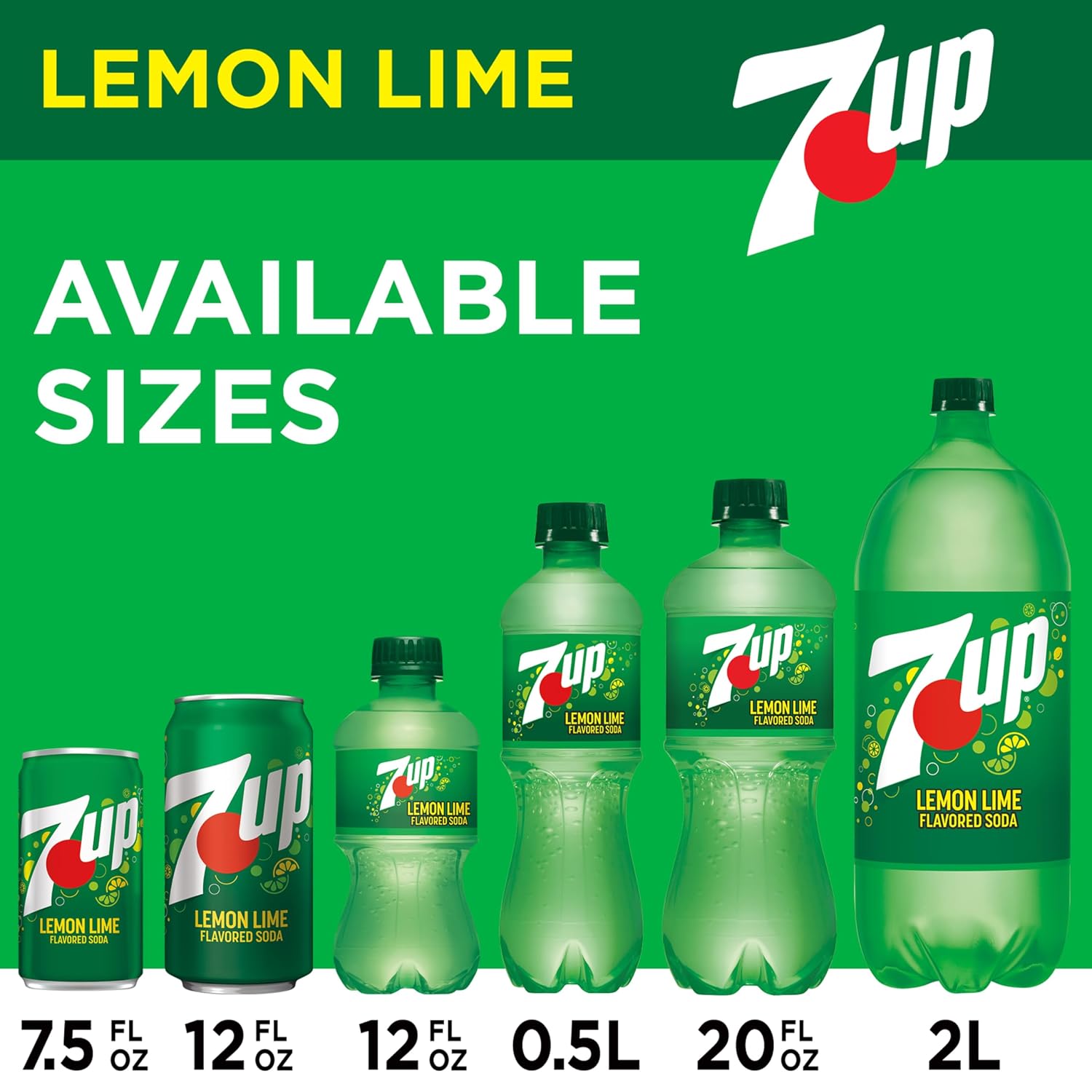 7UP Lemon Lime Soda, Naturally Flavored and Caffeine Free, 2 Liter Bottle