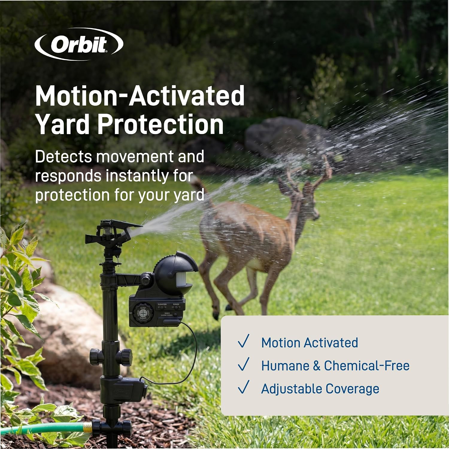 Orbit Yard Enforcer Motion-Activated Sprinkler - Outdoor Animal Repeller & Lawn Protector - Motion Sensor - Multi-Angle Detection - Weatherproof