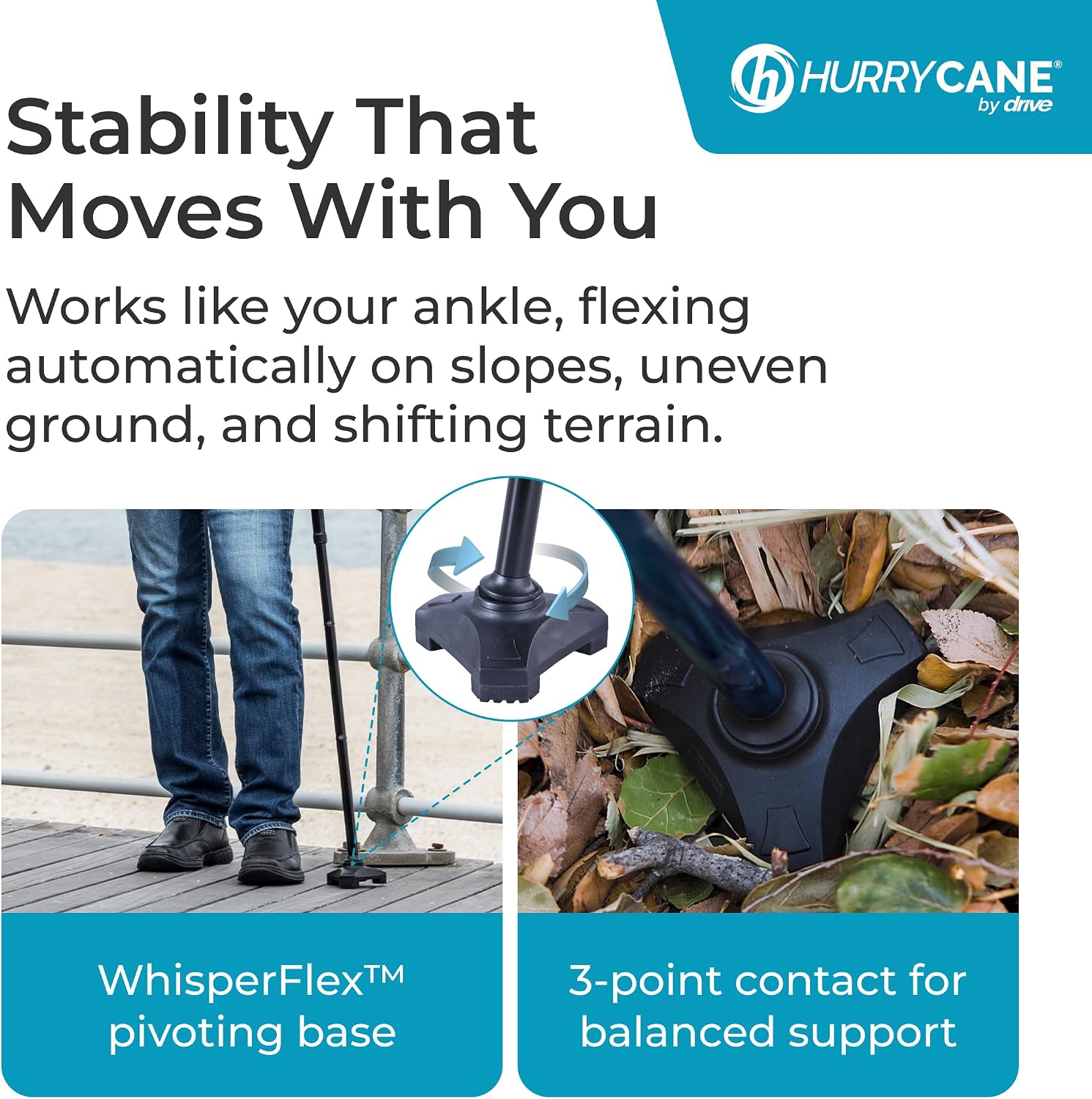HurryCane Freedom Edition Foldable Walking Cane with T Handle