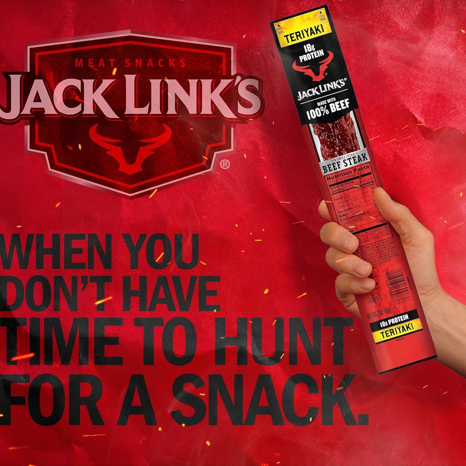 Jack Link's Beef Steak, Original - Protein Snacks, Jerky Meat Snack with 23g of Protein, Made with 100% Beef, Individually Wrapped Bulk Snack Pack, Keto Friendly - 2 Oz. (12 Count)