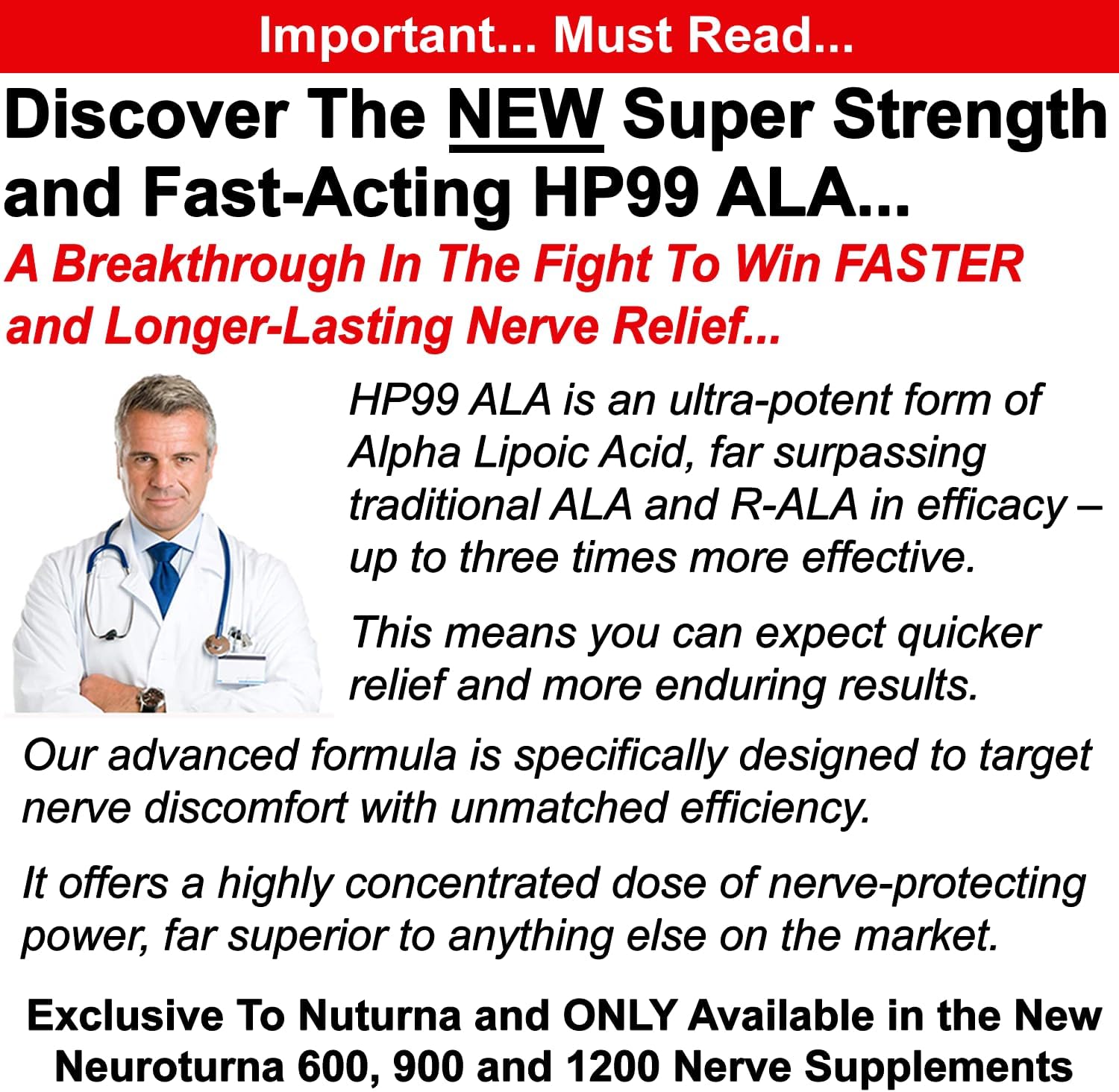 Neuropathy Support Supplement with 1200 mg HP-99 Alpha Lipoic Acid - Max Strength ALA Nerve Formula for Feet Hands Fingers Legs - Ultra Potent 18 in