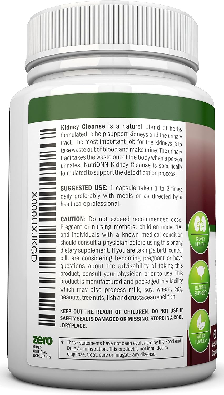 KIDNEY CLEANSE - Detox and Support For Urinary Tract, Bladder and Kidneys - All Natural Herbal Supplement Formula With Organic Cranberry, Astragalus
