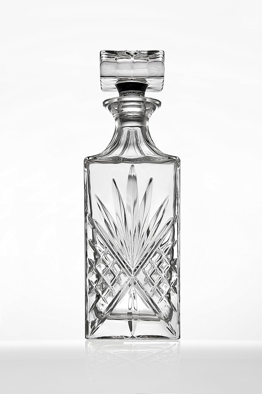 Crystal Whiskey Decanter, Lead-Free Barware Gift for Men, Scotch Bourbon Liquor, Irish Cut, 750ml