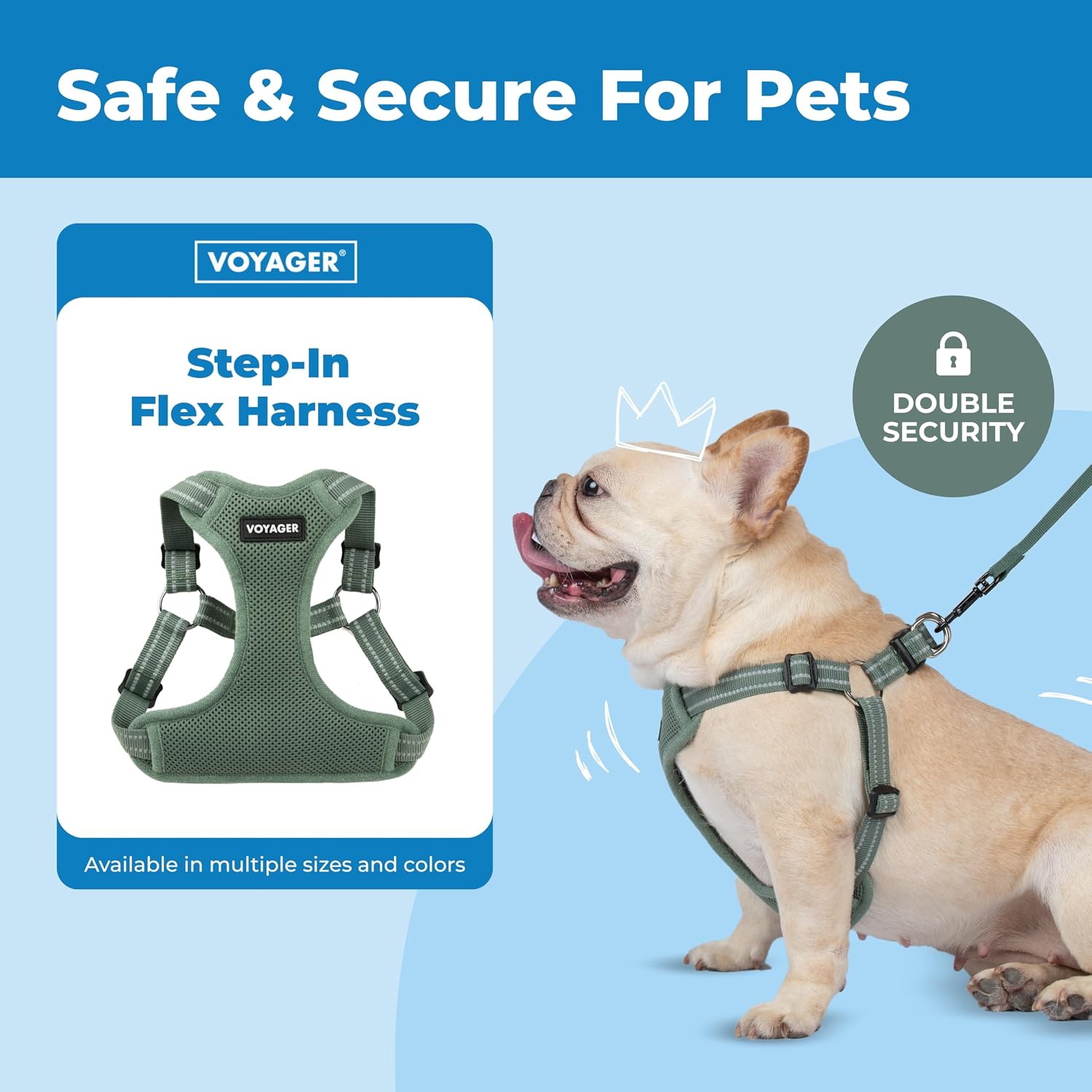 Voyager Step-in Flex Adjustable Dog Harness - Black, Medium | 17 - 21" in Chest, Fully Adjustable, Reflective Bands, All Weather Breathable Air Mesh, Lightweight, Fast Drying