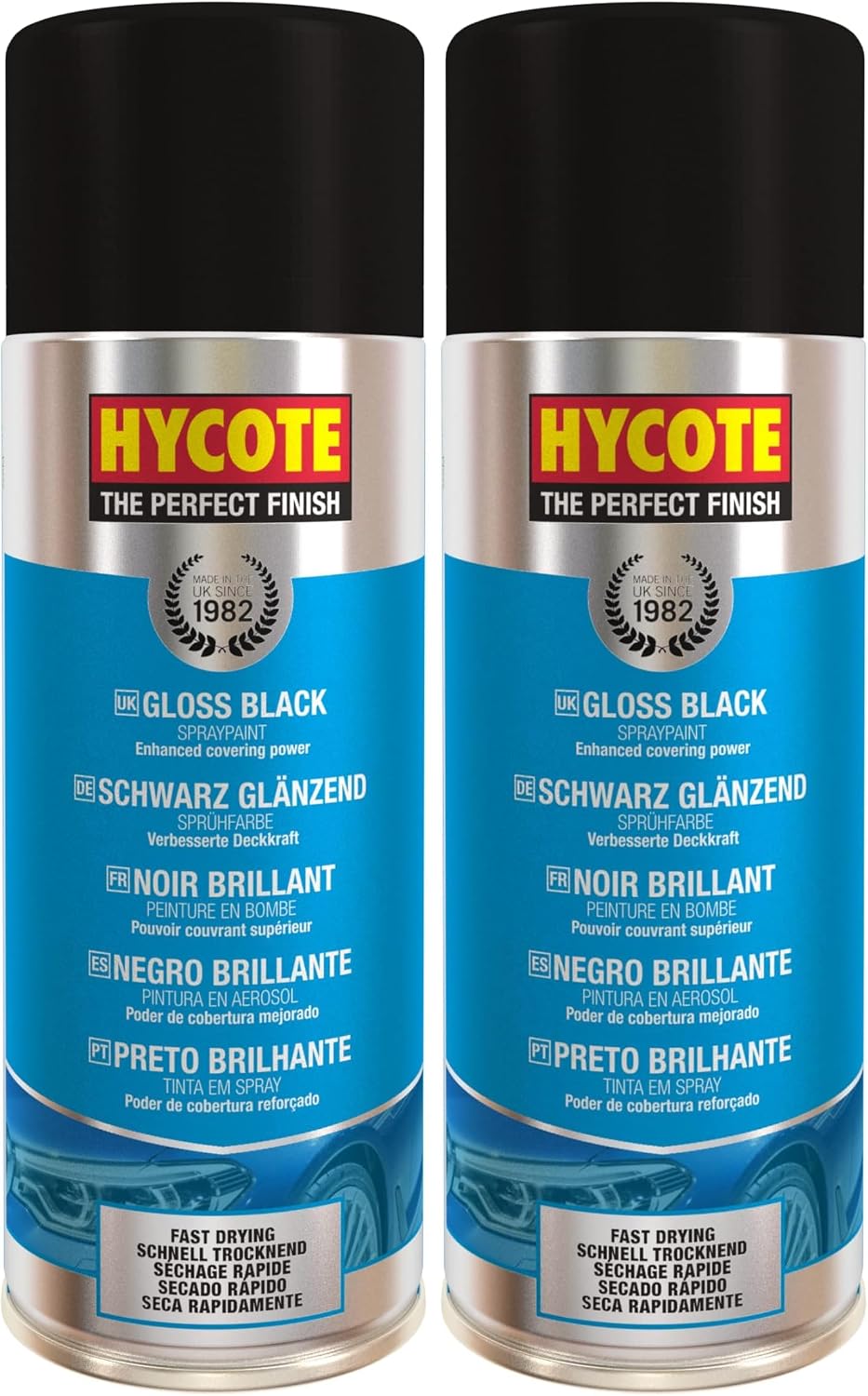 Hycote Black Spray Paint, Satin Black, 13.5 Oz - Fast Drying, UV & Weather Resistant, Acrylic Formula for Superior Protection – For Automotive & DIY Use, 400ml