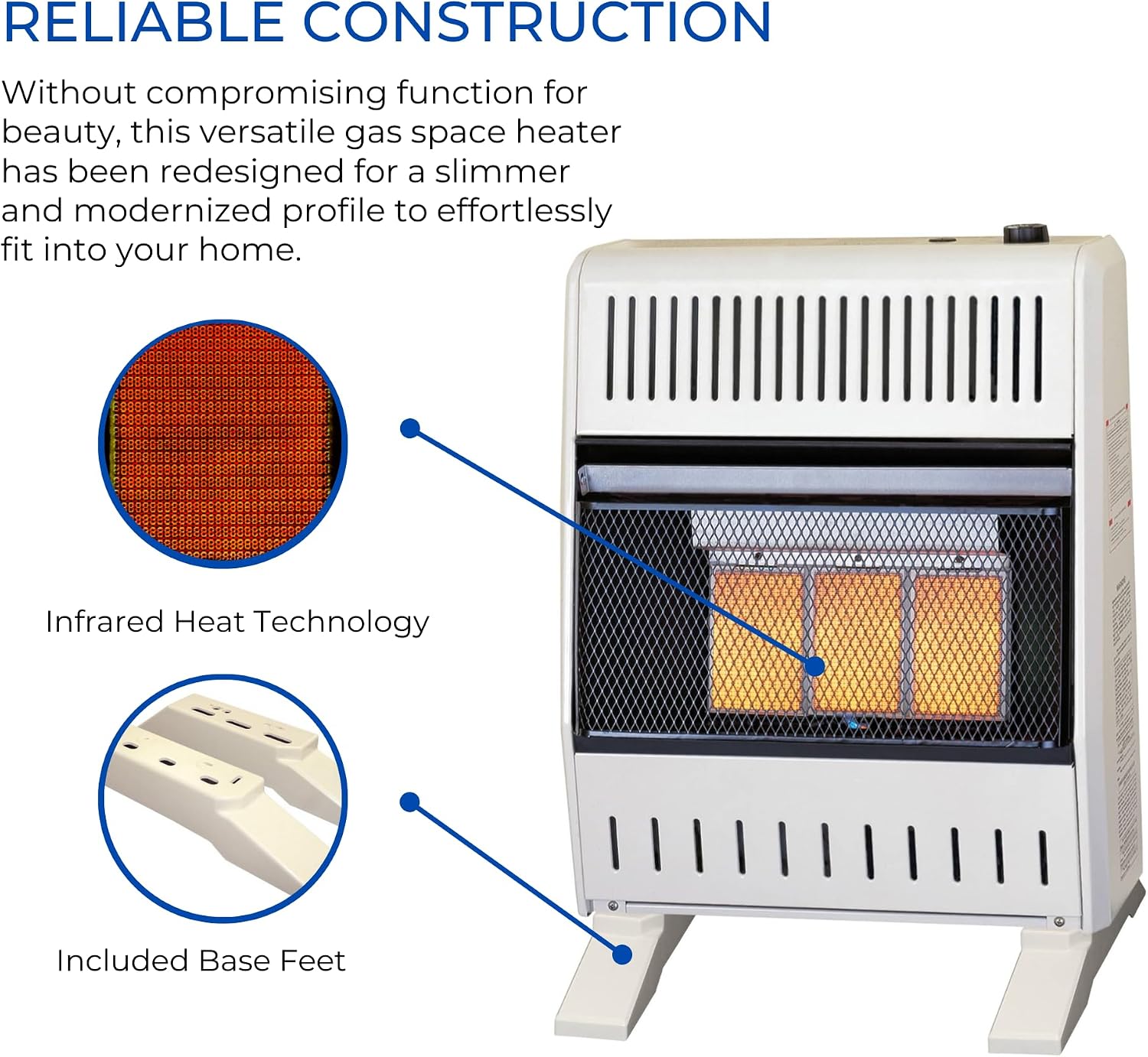 ProCom Heating Liquid Propane Ventless Infrared Plaque Heater With Base Feet - 10,000 BTU, Manual Control - Model# ML100HPA-B