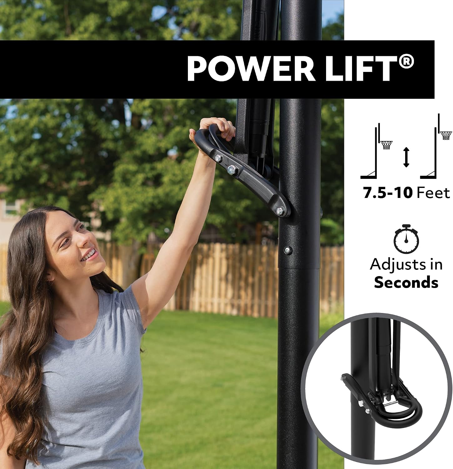 Lifetime Adjustable In-Ground Basketball Hoop, Power Lift Height Adjustment 7.5-10 Ft, 54-Inch Acrylic Backboard, Slam-It Pro Rim, Steel-Framed