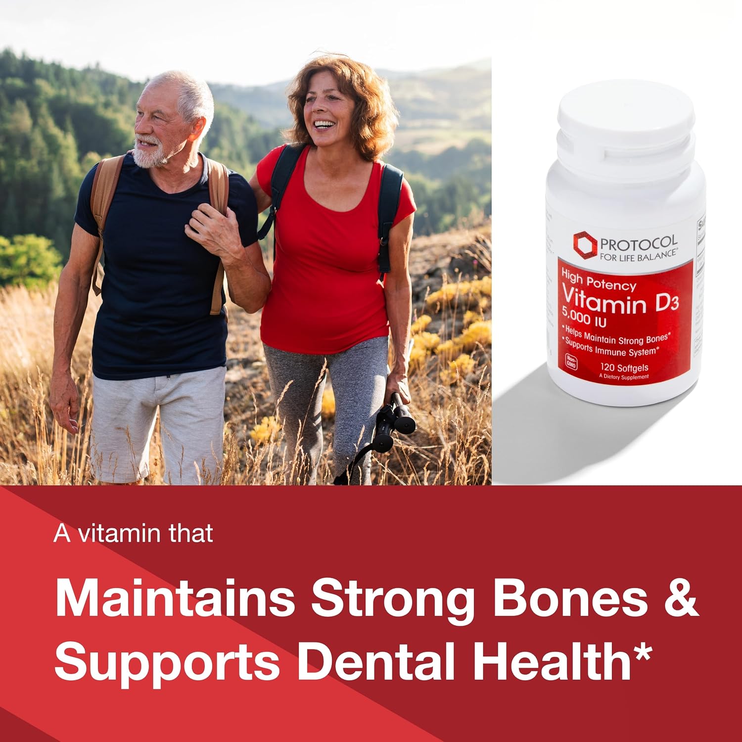 PROTOCOL FOR LIFE BALANCE - Vitamin D3 5000 IU (High Potency) Supports Calcium Absorption, Bone and Dental Health, Immune System Function