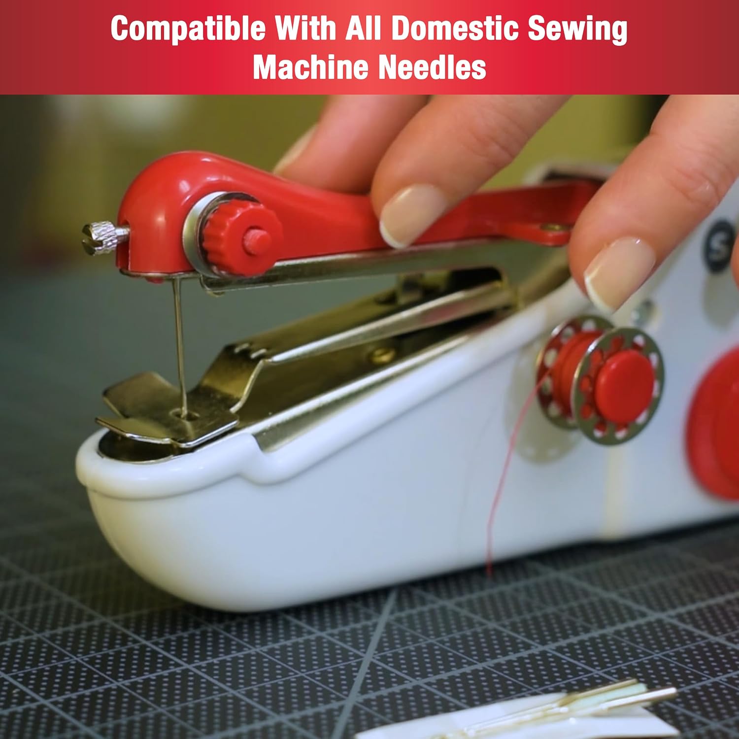 SINGER Stitch Sew Quick™ Portable Handheld Cordless Mending Machine | Cordless handheld mending machine for fast repairs on curtains