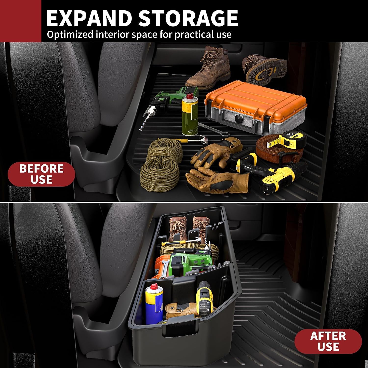 YITAMOTOR Rear Under Seat Storage Fit Ford 2015-2026 F150 & 2017-2026 Super Duty SuperCrew/Crew Cab