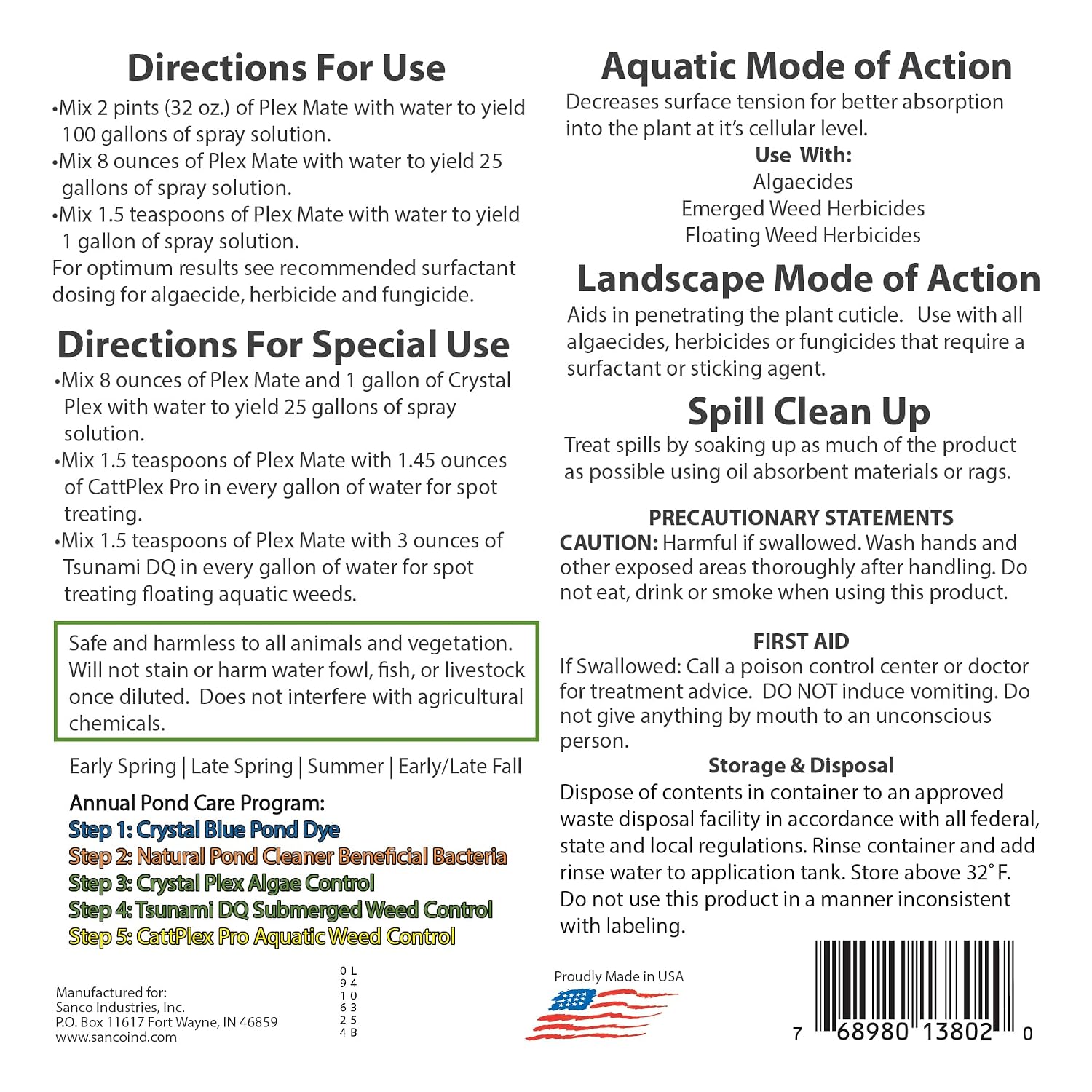 Plex Mate Aquatic Surfactant for Herbicides - 8 Ounces - Non-Ionic, Increase Product Coverage, Increase Product Penetration, Increase Product Effectiveness