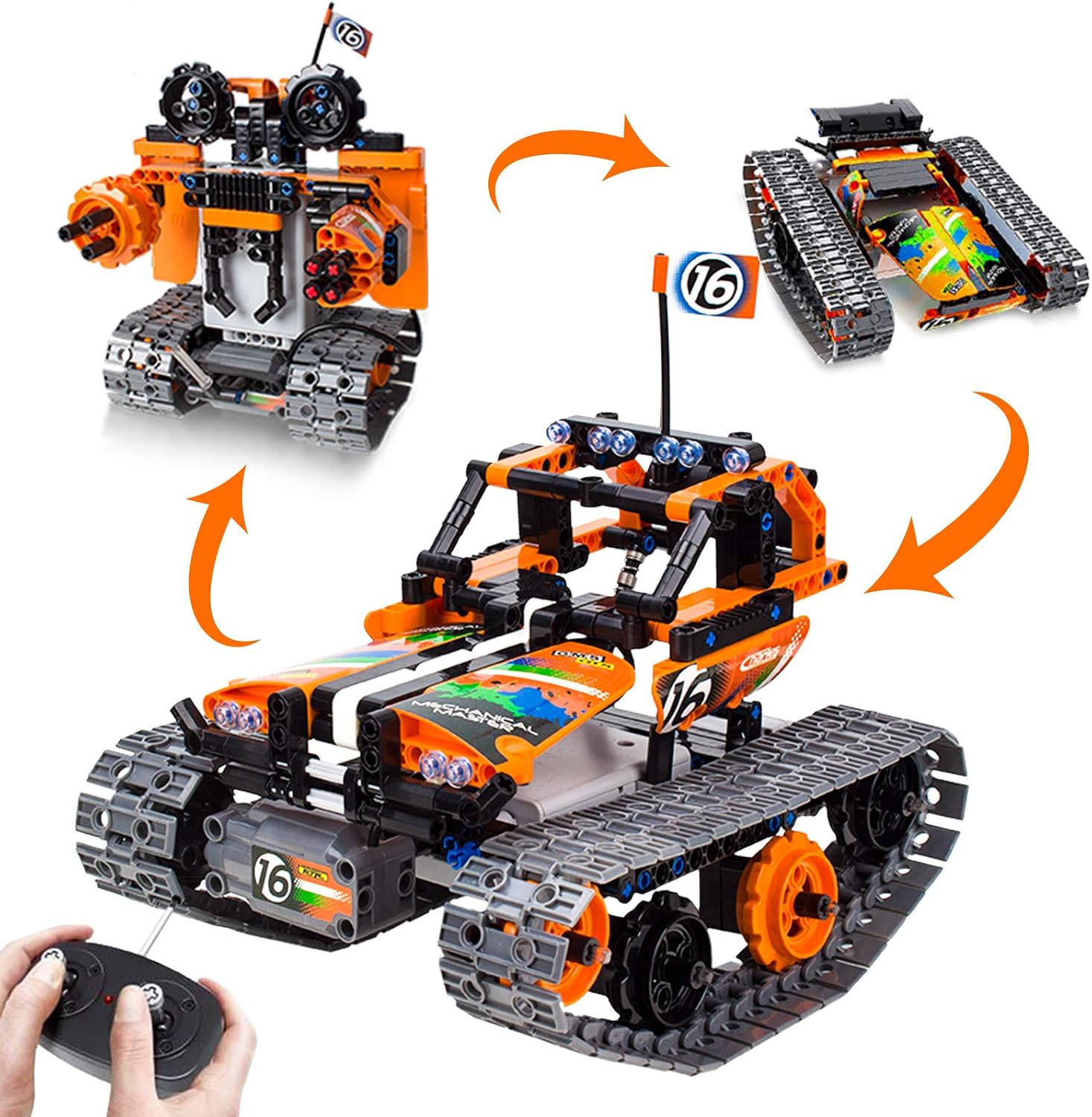 3-in-1 STEM Remote Control Building Kits - Tracked Car/Robot/Tank - 2.4Ghz Rechargeable RC Racer Toy Set Gift for 8-12 14 Year Old Boys and Girls