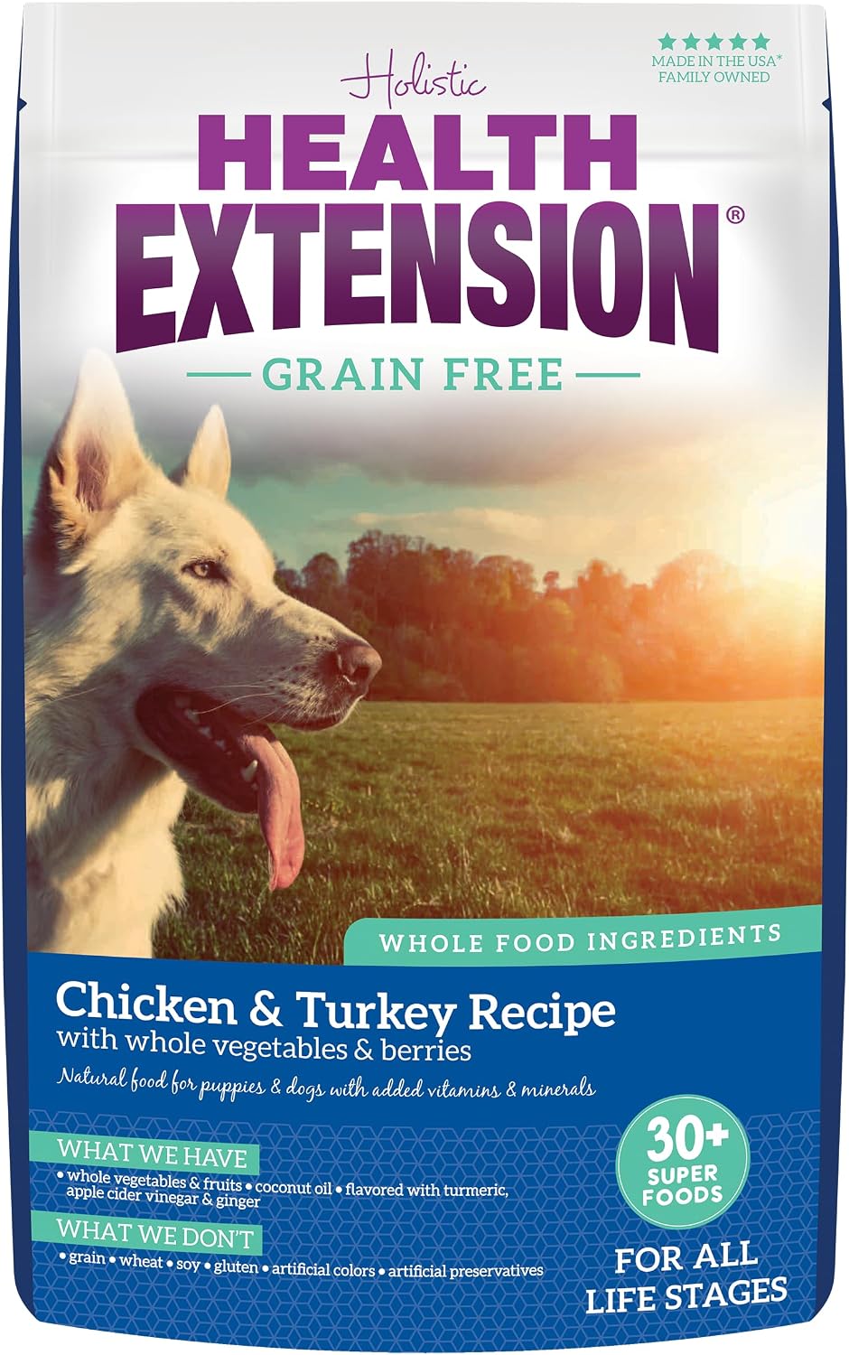 Health Extension Grain Free Venison & Sweet Potato Dry Dog Food - 30+ Superfoods and Probiotics for All Life Stages (10 lb)