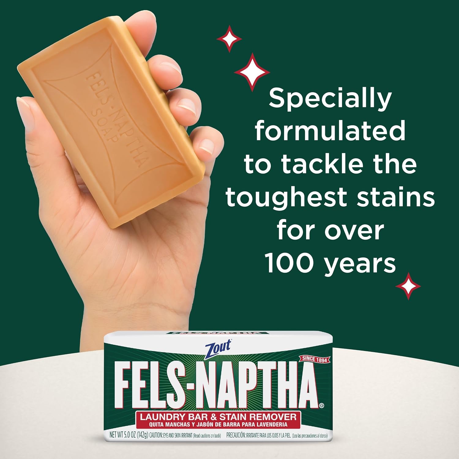 Fels Naptha Laundry Soap & Stain Remover Bar, Pack of 3