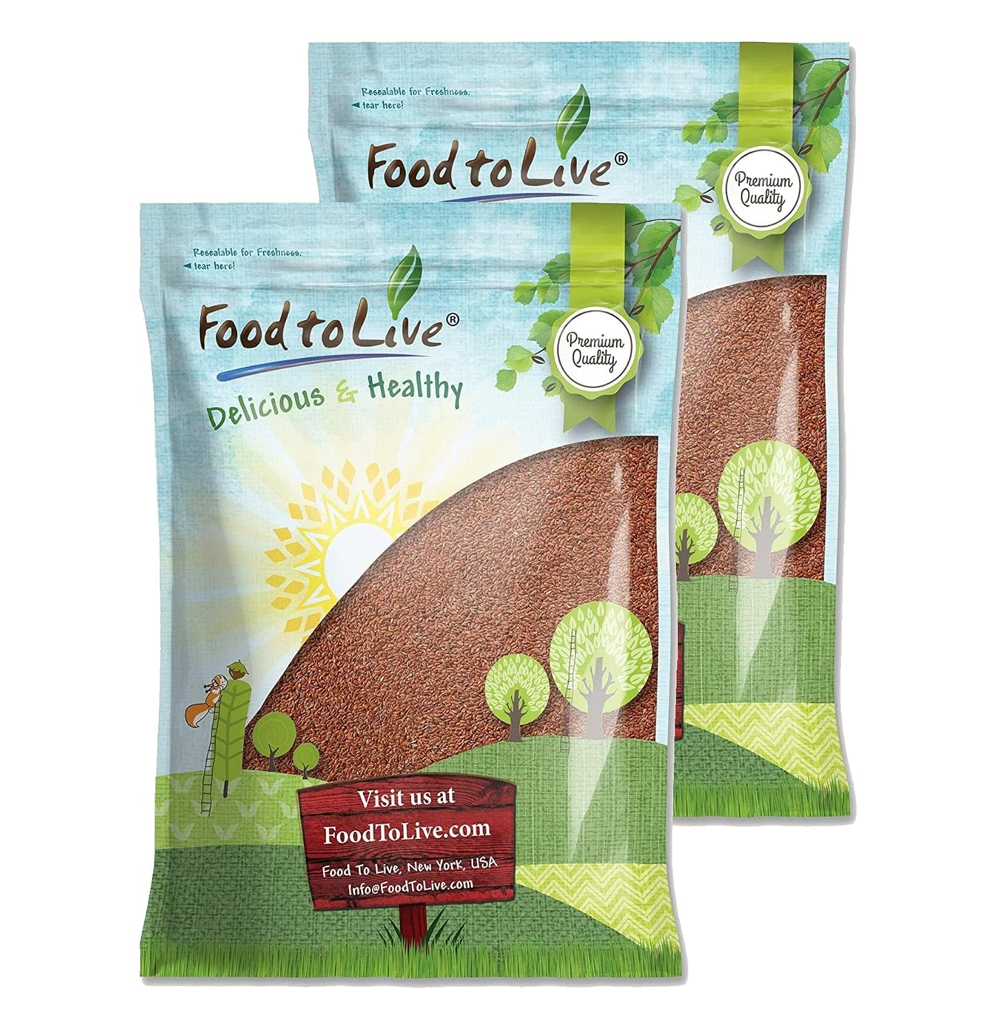 Food to Live - Brown Flax Seeds, 5 Pounds Raw Whole Flaxseed, Kosher, Vegan, Bulk. High Dietary Fiber Food. Rich in Omega-3 Fats. Great for Salads, Baked Goods, Smoothies, Oatmeal, and Yogurt.
