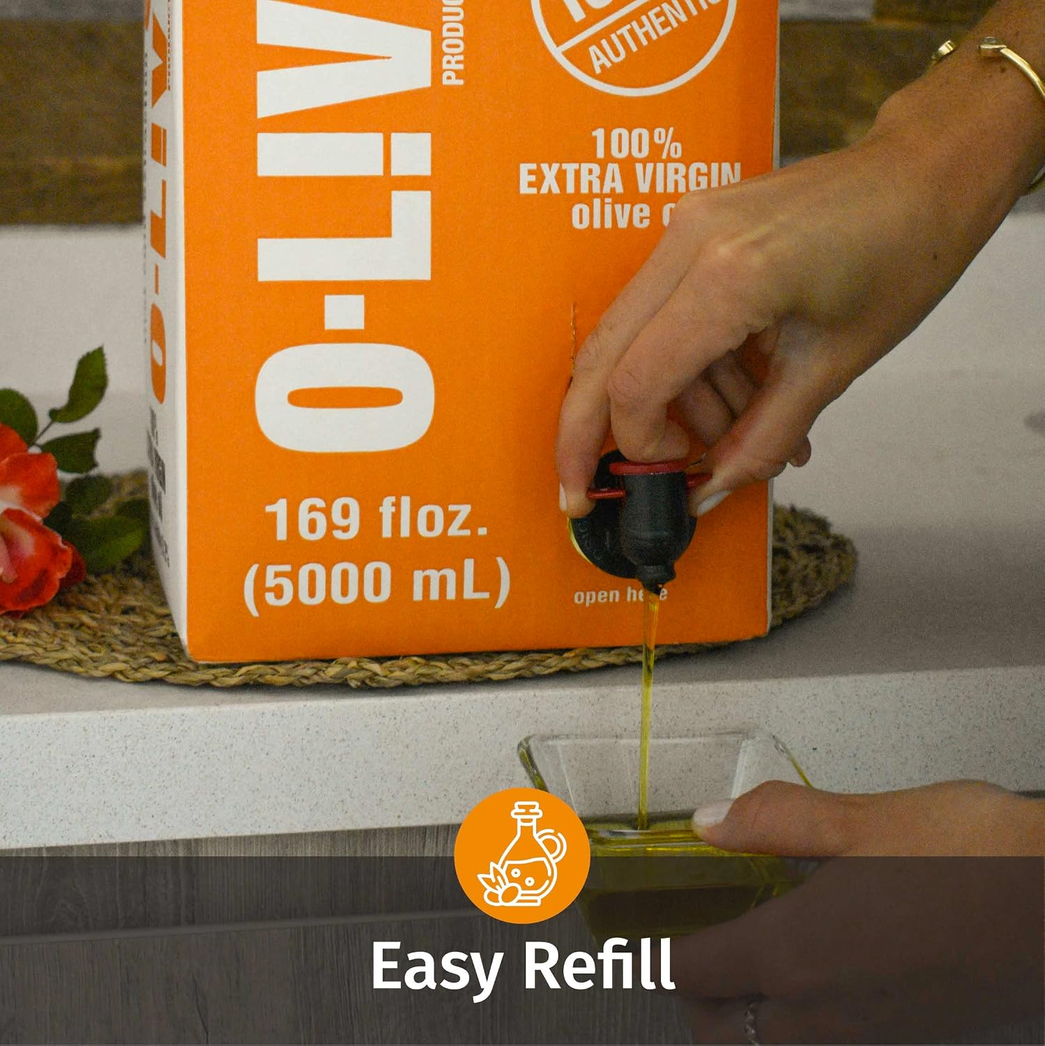 O-Live & Co. 25 Fl Oz 100% Extra Virgin Olive Oil - No Additive - Single Origin Versatile EVOO - First Cold Pressed - Polyphenol Rich - Glass Bottle - New Harvest - Award Winner