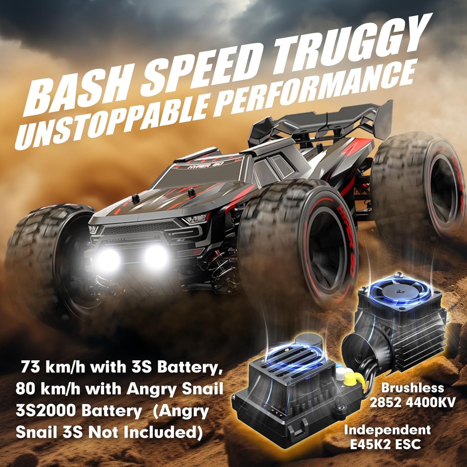 HYPER GO H14BM V3 1/14 Brushless RC Cars for Adults Fast 50 mph, RC Trucks 4X4 Offroad Waterproof, Electric Powered High Speed RC Car