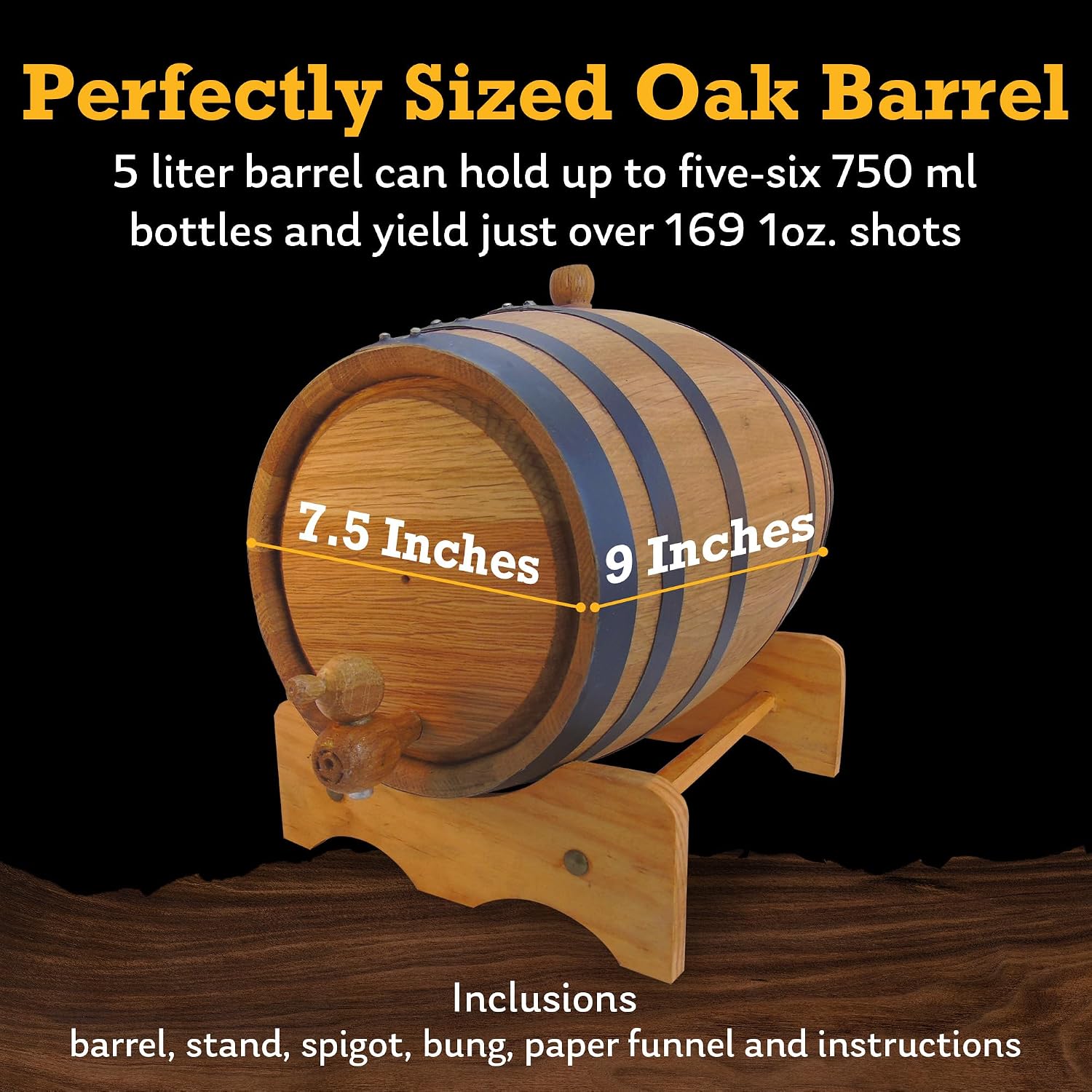 3L Charred Oak Aging Barrel for Whiskey, Rum & Wine