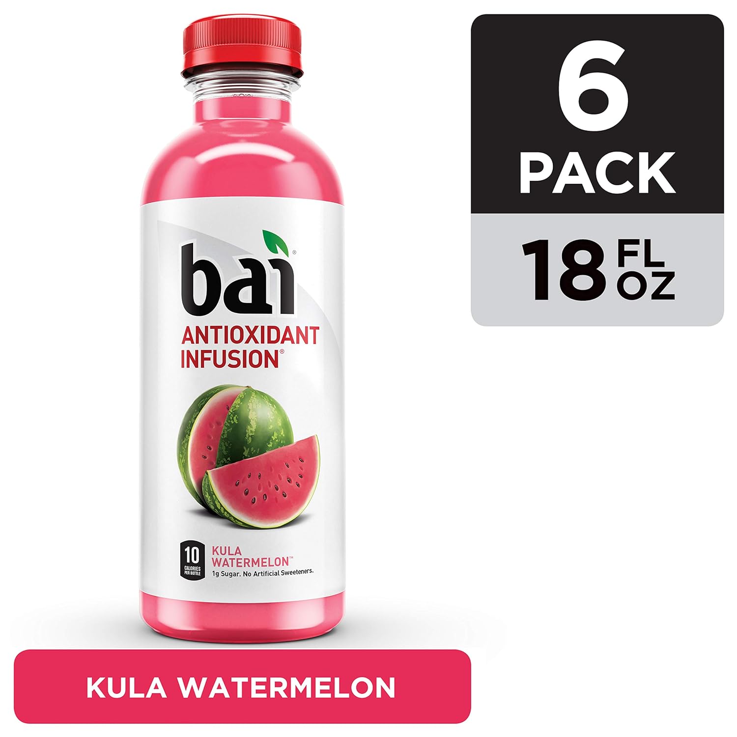 Bai Flavored Water, Kula Watermelon, Antioxidant Infused Drinks, 18 Fluid Ounce Bottle (Pack of 12)