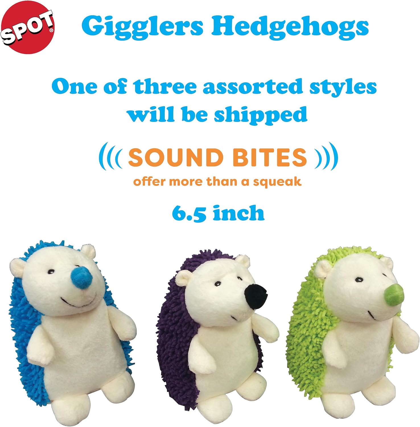 SPOT Gigglers Hedgehog Dog Toy with Giggle Sound | Textured, Plush Shake and Wiggle Hedgehog Giggle Toy for Small and Medium Dog Breeds
