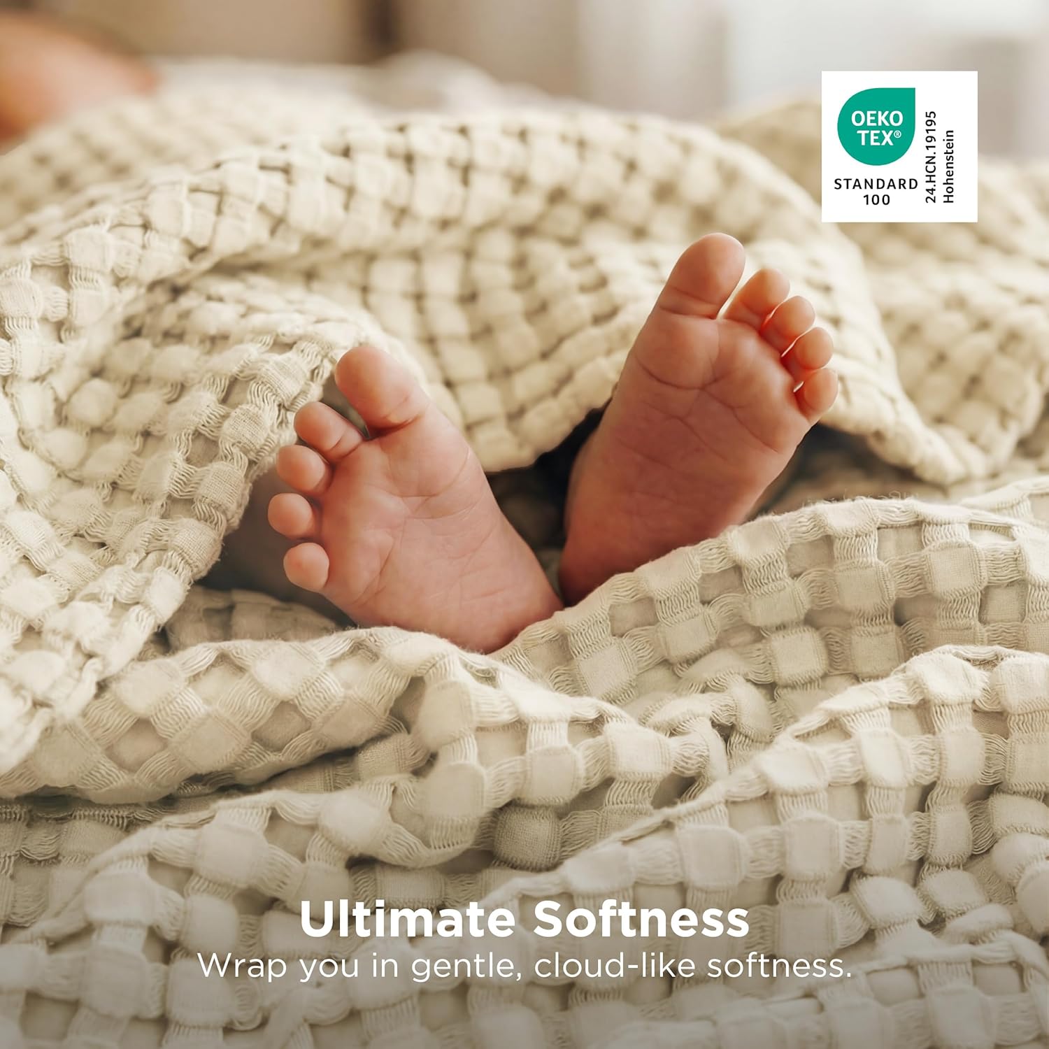 Bedsure Cooling Waffle Blanket for Hot Sleepers, Ivory, Queen, 90"x90"