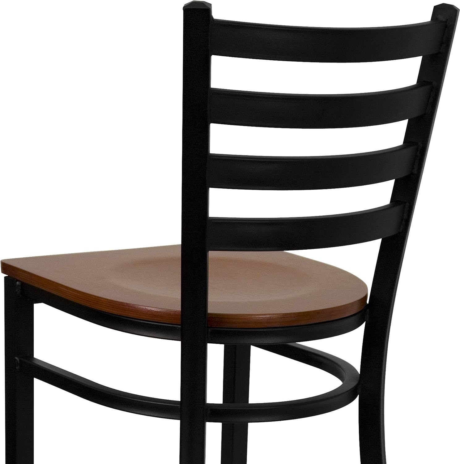 Flash Furniture Hercules Series Ladder Back Metal Restaurant Barstool, Modern Upholstered Armless Bar Height Chair for Restaurants and Kitchens, Black | Vinyl Upholstery, Durable Construction, Commercial Use