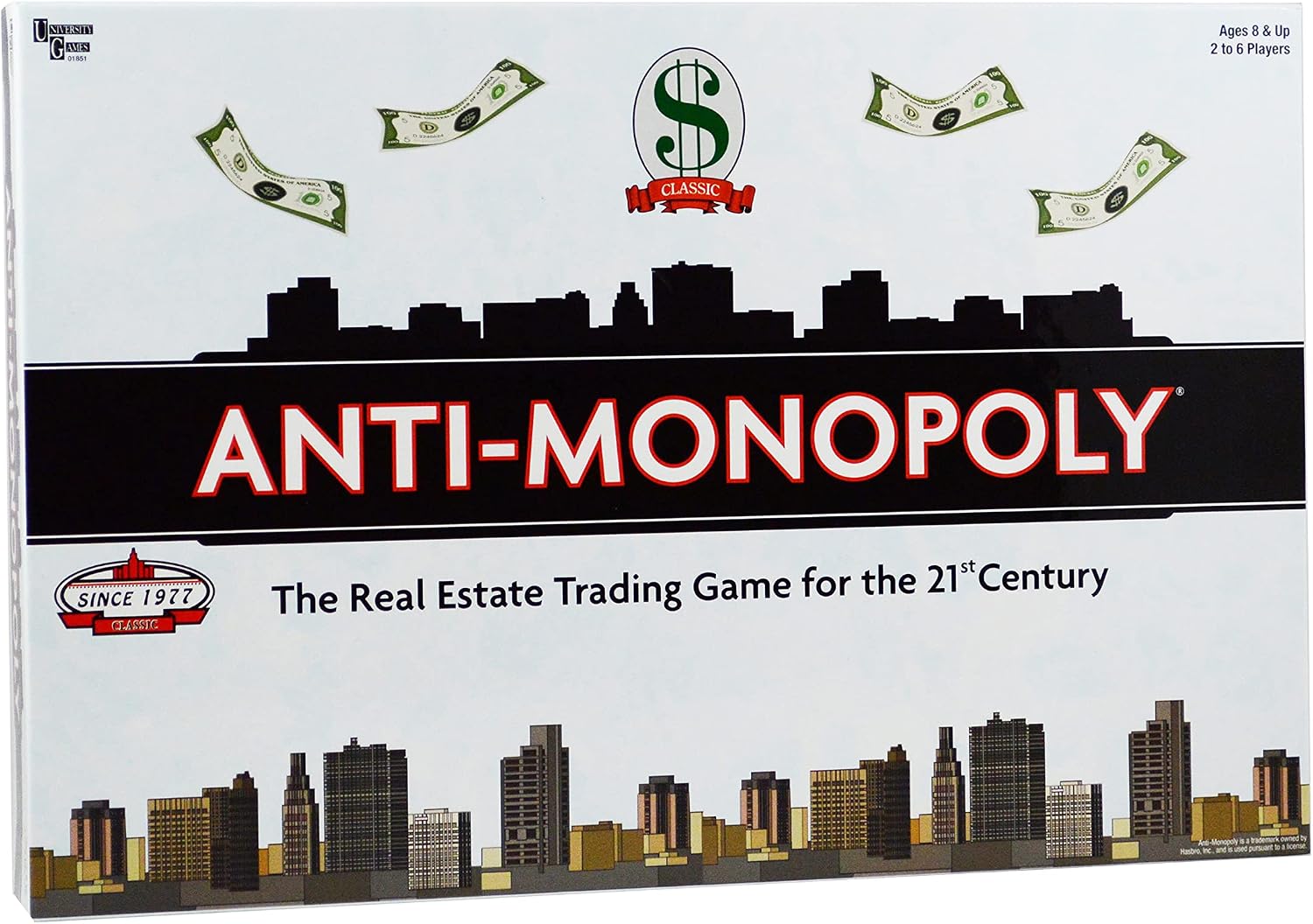 Anti-Monopoly Board Game, Play as a Capitalist or Monopolist, the Original Monopoly Game from University Games