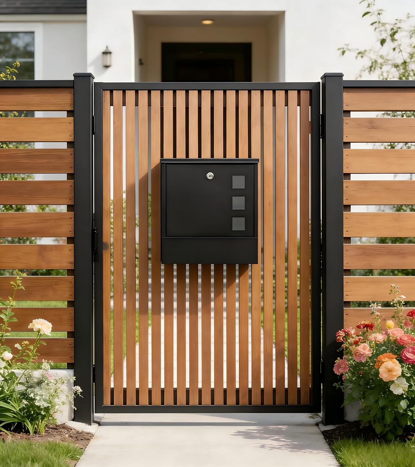 KYODOLED Mailbox for Outside, Wall Mount Locking Mailbox, Security Drop Box with Key Lock for Letters, Cash, Cards, Steel Mail Box for House Office School, 12.4H x 8.54L x 3.35W Inches, Black