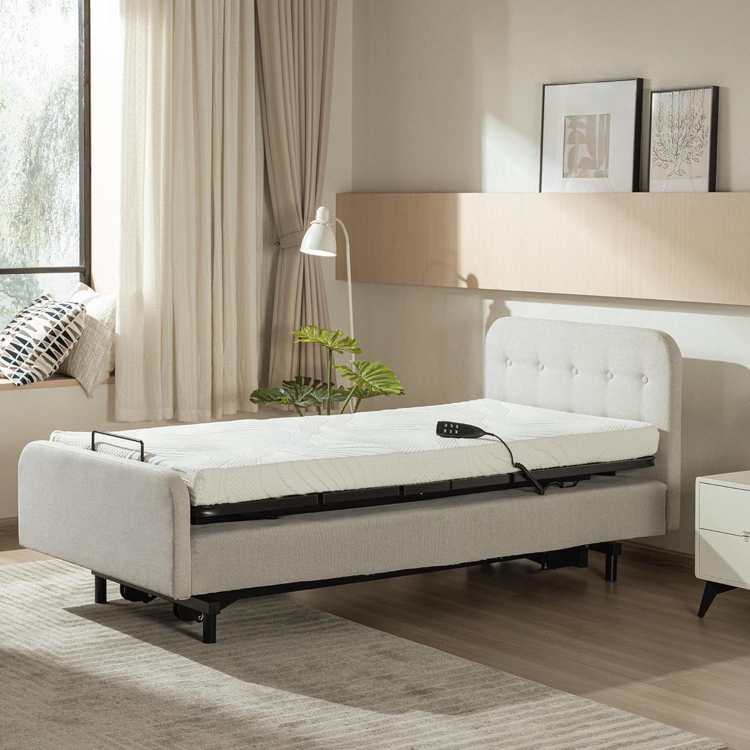 Twin XL Adjustable Bed Frame Without Legs for Rv Platform Storage Bed | Zero Clearance Head & Foot Electric Lift Recline