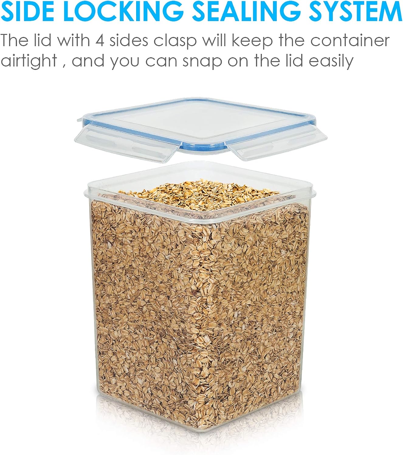 Vtopmart 5.2L Flour Sugar Storage Containers, 4 PCS, Black