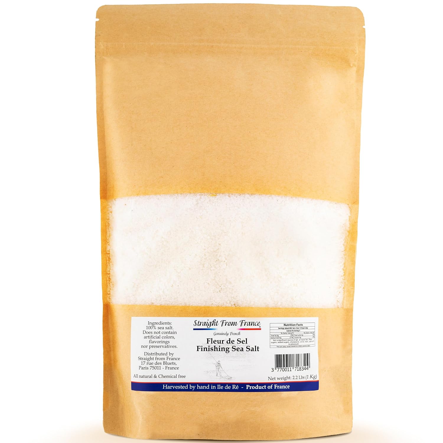 Straight from France Genuinely French Fleur De Sel Flaky Sea Salt | Finishing salt rich in minerals & electrolytes, flaky sea salt for baking and seasoning dishes, hand harvested, 1.5oz jar
