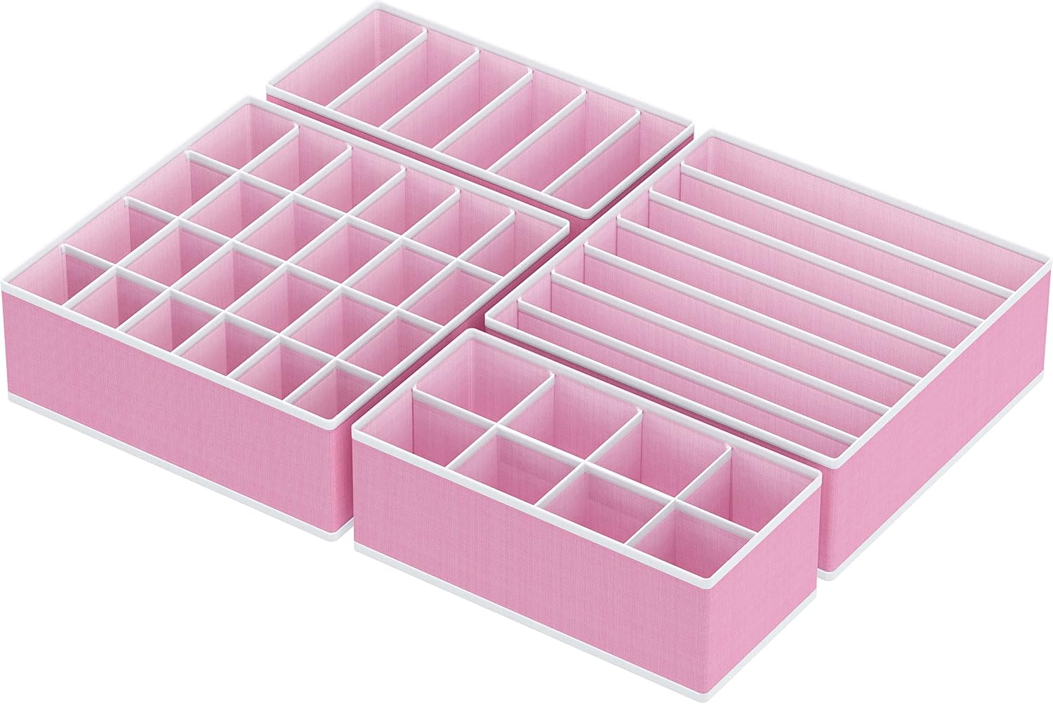 Simple Houseware 4-Pack Drawer Organizer Set for Underwear/Socks/Bra, Gray | Closet Dividers for Underwear, Socks, Bras, Scarves, Ties - Foldable Non-Woven Storage Boxes