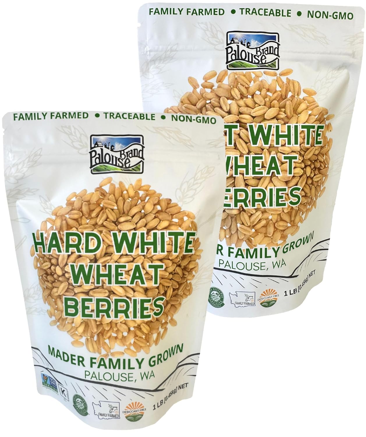 Palouse Brand Certified Glyphosate Residue Free Hard White Wheat Berries | 5 LBS | Non-GMO Project Verified | Kosher