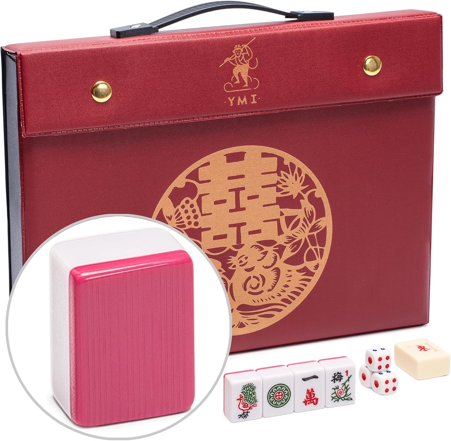 Yellow Mountain Imports Chinese Mahjong Set – Rouge Heritage – 146 Medium Tiles, Professional Set for Chinese-Style Play [中式麻將 專業套裝]