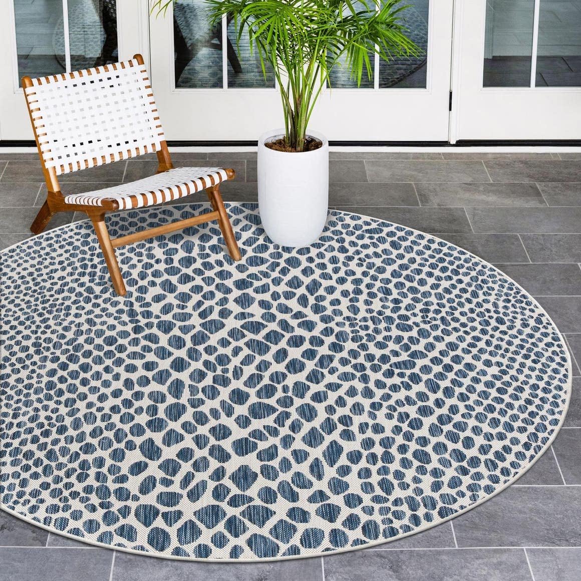 Unique Loom Outdoor Collection Area Rug - Cape Town (9' x 12' Rectangle, Blue/Ivory)