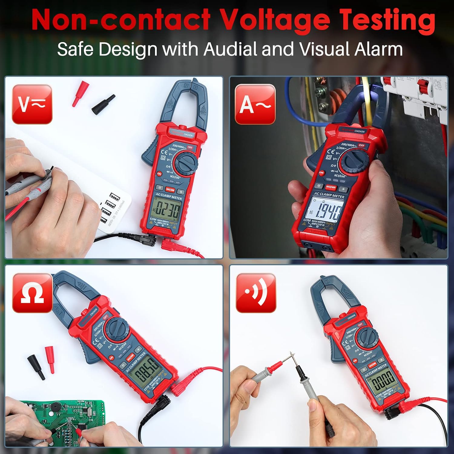 AstroAI Digital Clamp Meter Multimeter 2000 Counts Amp Voltage Tester Auto-ranging with AC/DC Voltage, AC Current, Resistance, Capacitance, Continuity