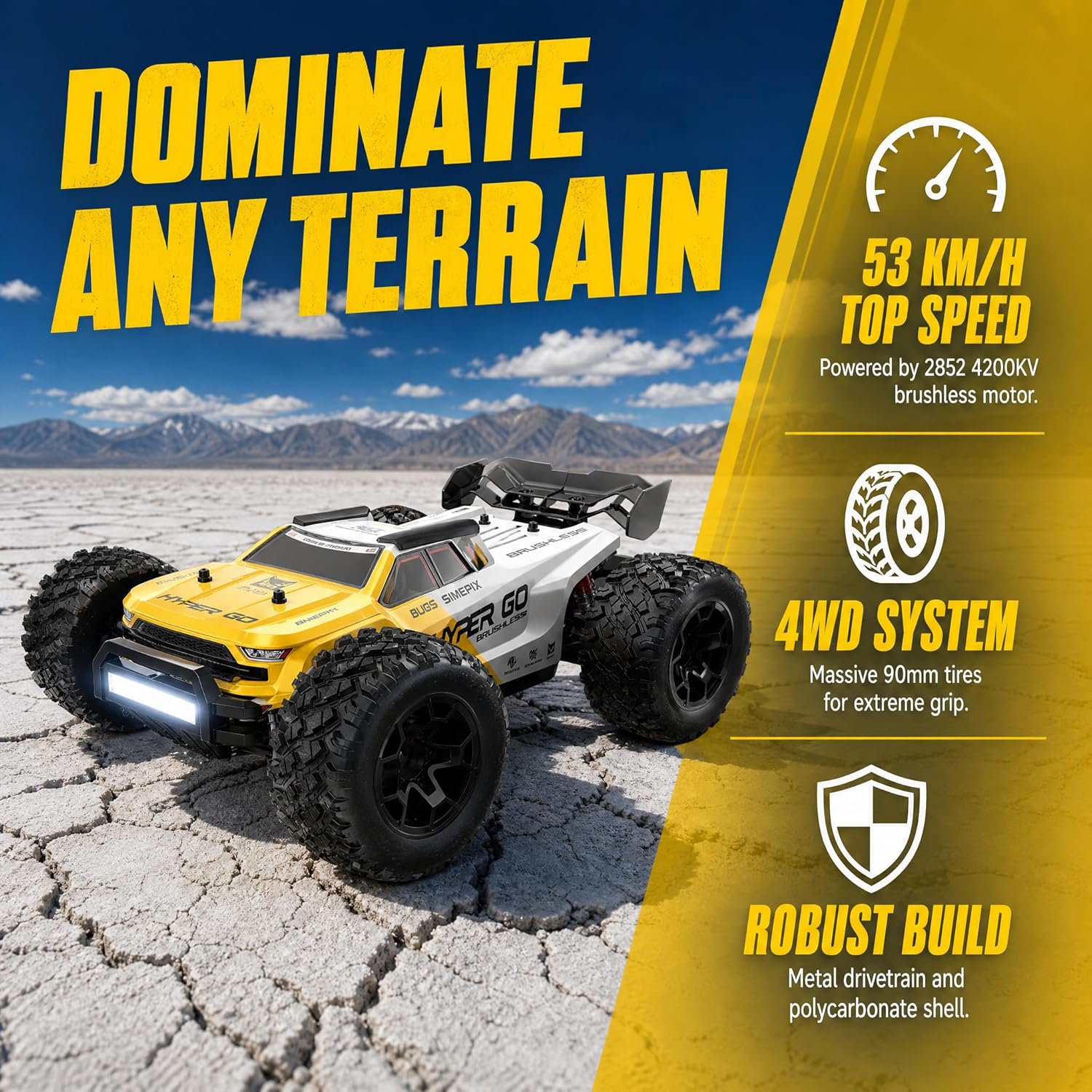 MJX 14207 1/14 Scale Brushless RC Truck, 4WD High Speed Off-Road RC Car with 2852 4200KV Motor, 50A ESC, Aluminum Chassis, 2.4GHz Remote