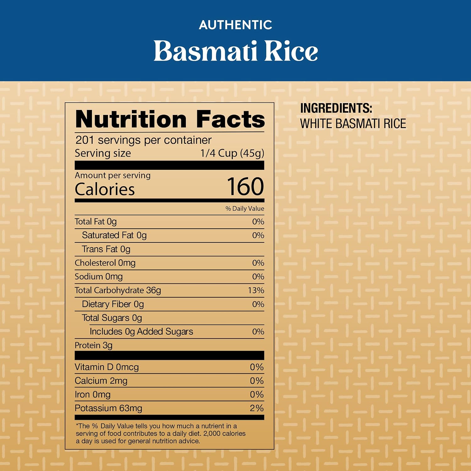 Authentic Royal - Naturally Aged Long Grain Indian White Basmati Rice - 20 Pound