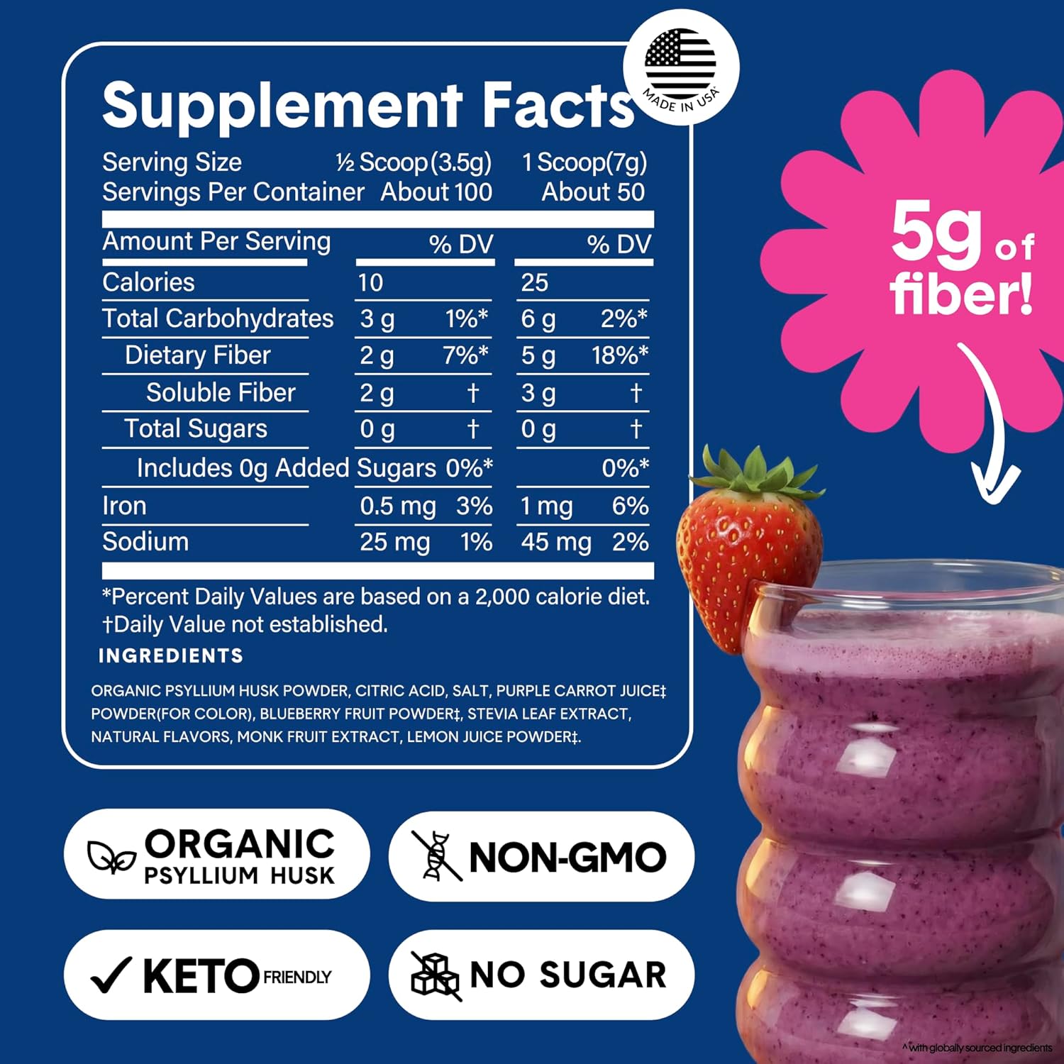 Bellway Super Fiber + Fruit, Organic Psyllium Husk Powder, Sugar-Free